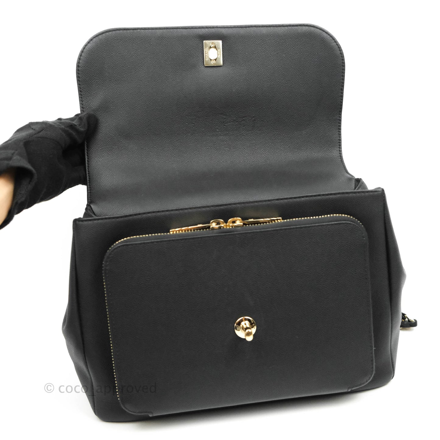 Chanel Quilted Large Business Affinity Flap Black Caviar Gold Hardware