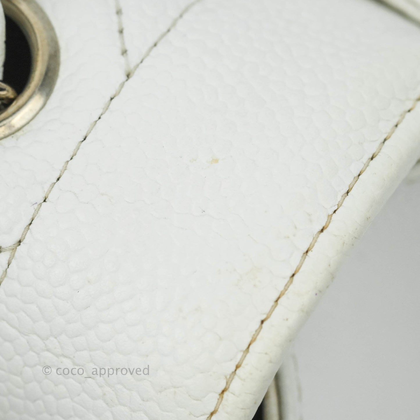 Chanel Vintage Medium Classic Quilted Diana Flap Bag White Caviar Silver Hardware