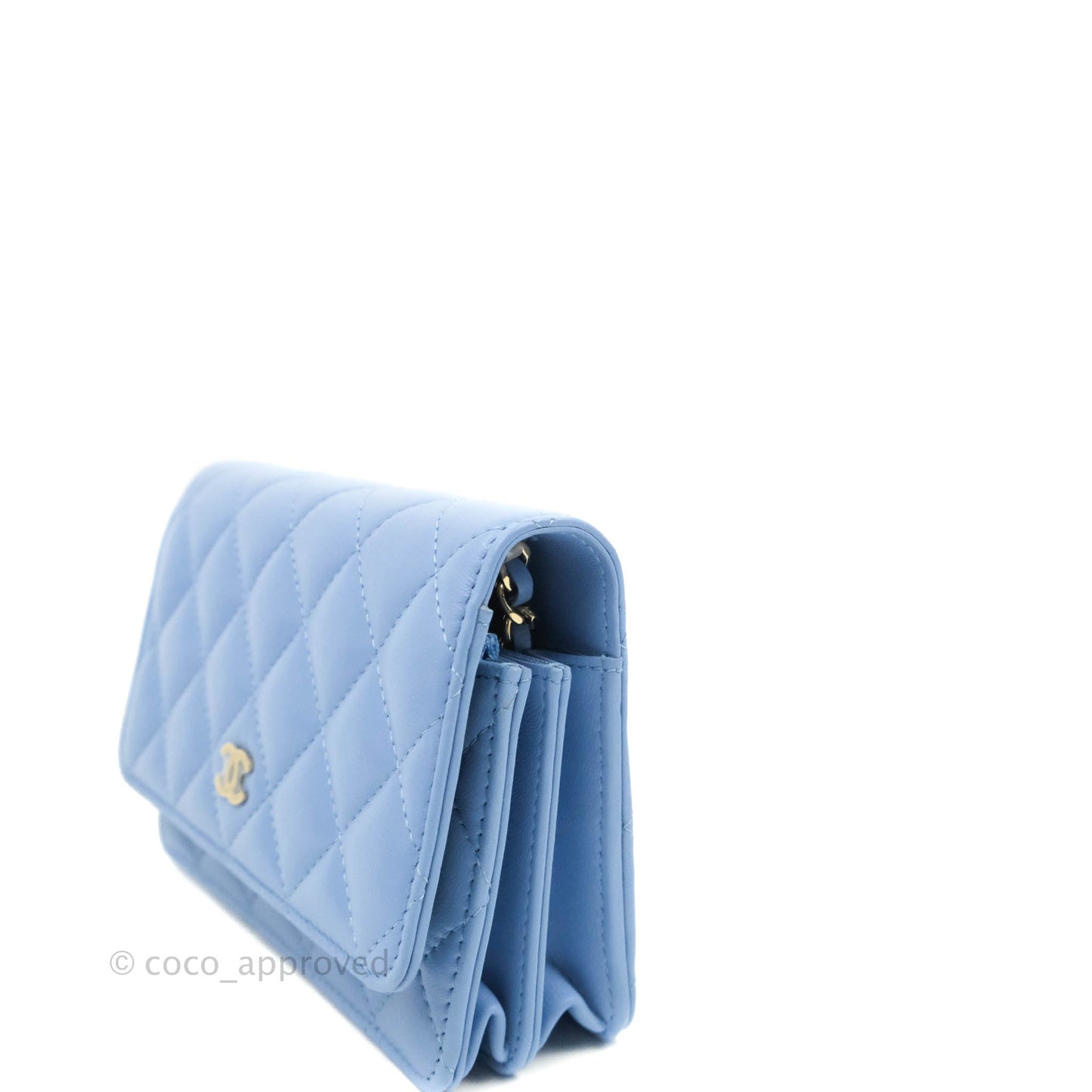 Chanel Quilted Mini Wallet on Chain WOC Blue Lambskin Silver Hardware 21C