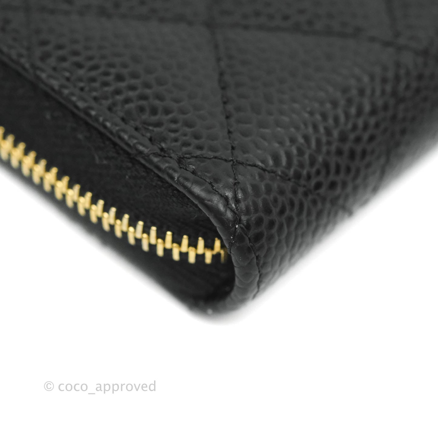Chanel Classic Zipped Coin Purse Black Caviar Gold Hardware
