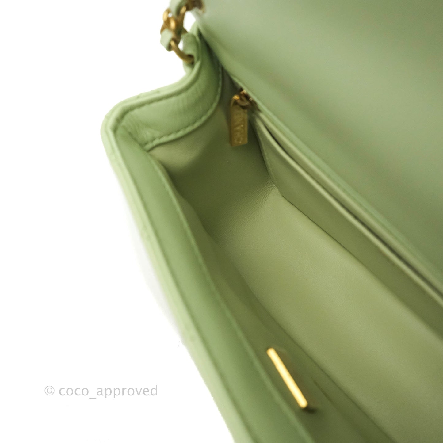 Chanel Mini Rectangular Pearl Crush Avocado Green Lambskin Aged Gold Hardware 22C
