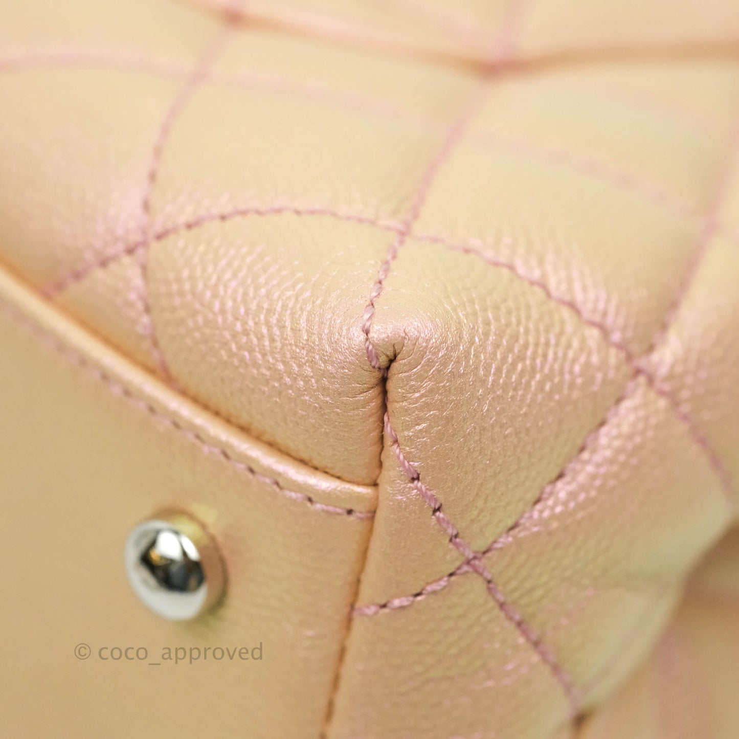 Chanel Small Quilted Coco Handle Iridescent Light Pink Caviar Rainbow Hardware