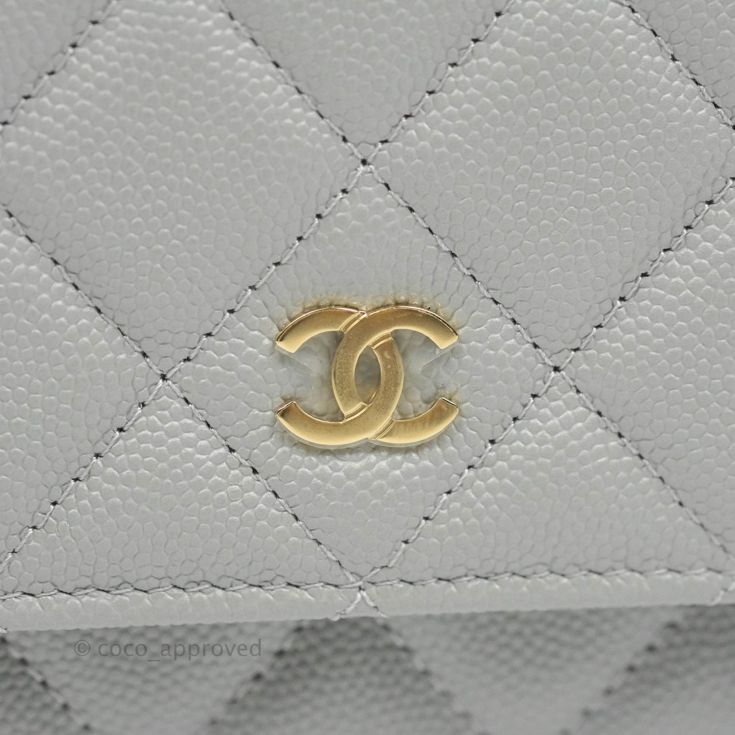 Chanel Quilted Wallet On Chain WOC Grey Caviar Gold Hardware 21A