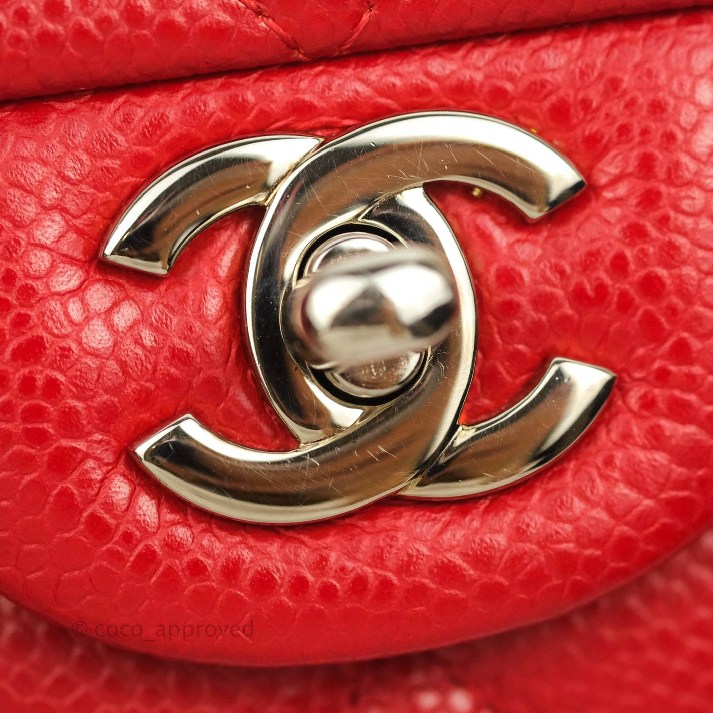Chanel Classic M/L Medium Double Flap Red Caviar Silver Hardware