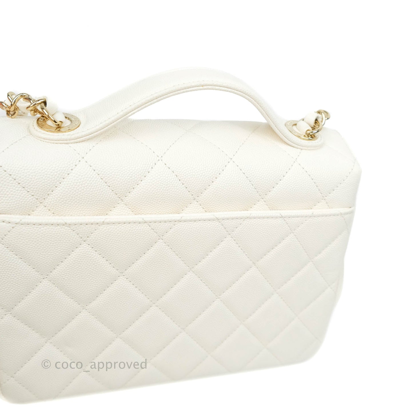 Chanel Quilted Medium Business Affinity Flap White Caviar Gold Hardware