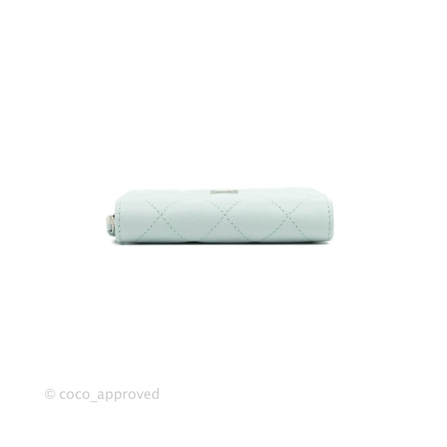 Chanel Classic Quilted Zipped Coin Purse Pale Mint Caviar Silver Hardware 21K