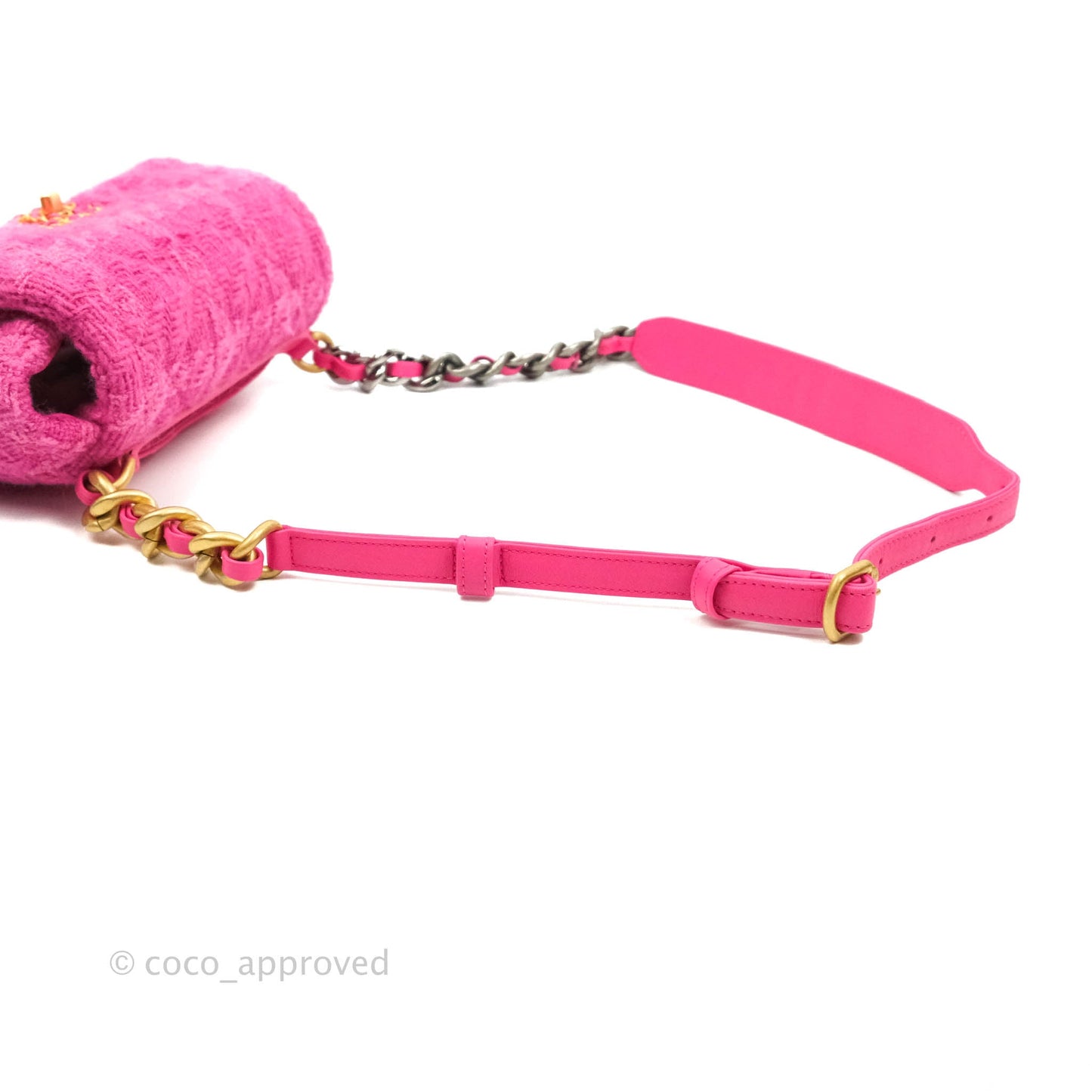 Chanel 19 Quilted Pink Tweed Waist Bag Mixed Hardware