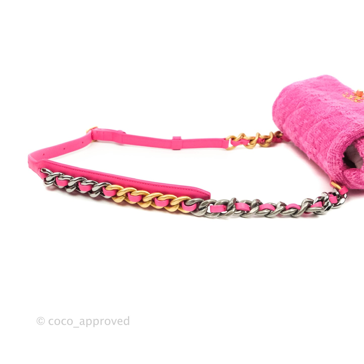 Chanel 19 Quilted Pink Tweed Waist Bag Mixed Hardware