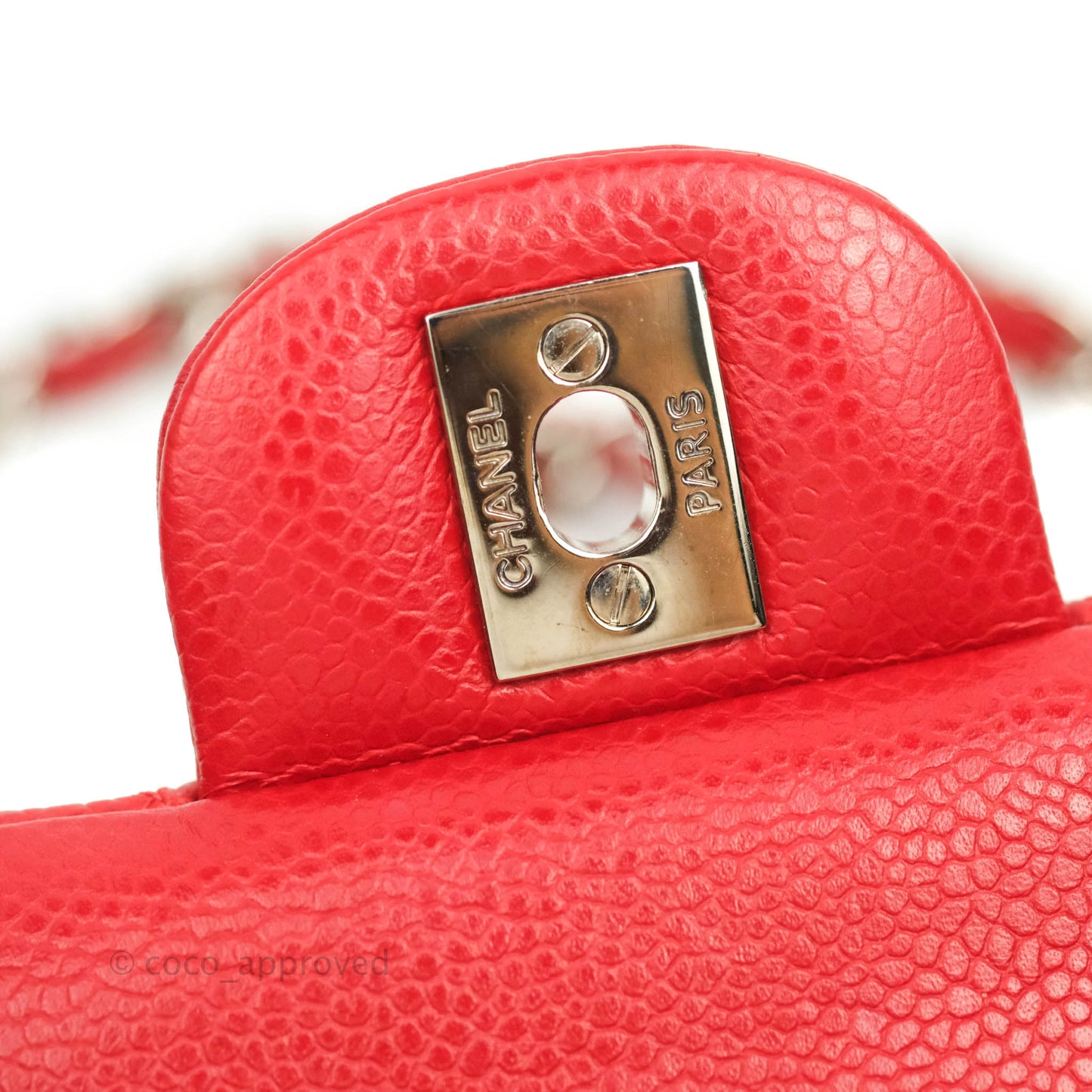 Chanel Classic M/L Medium Double Flap Red Caviar Silver Hardware