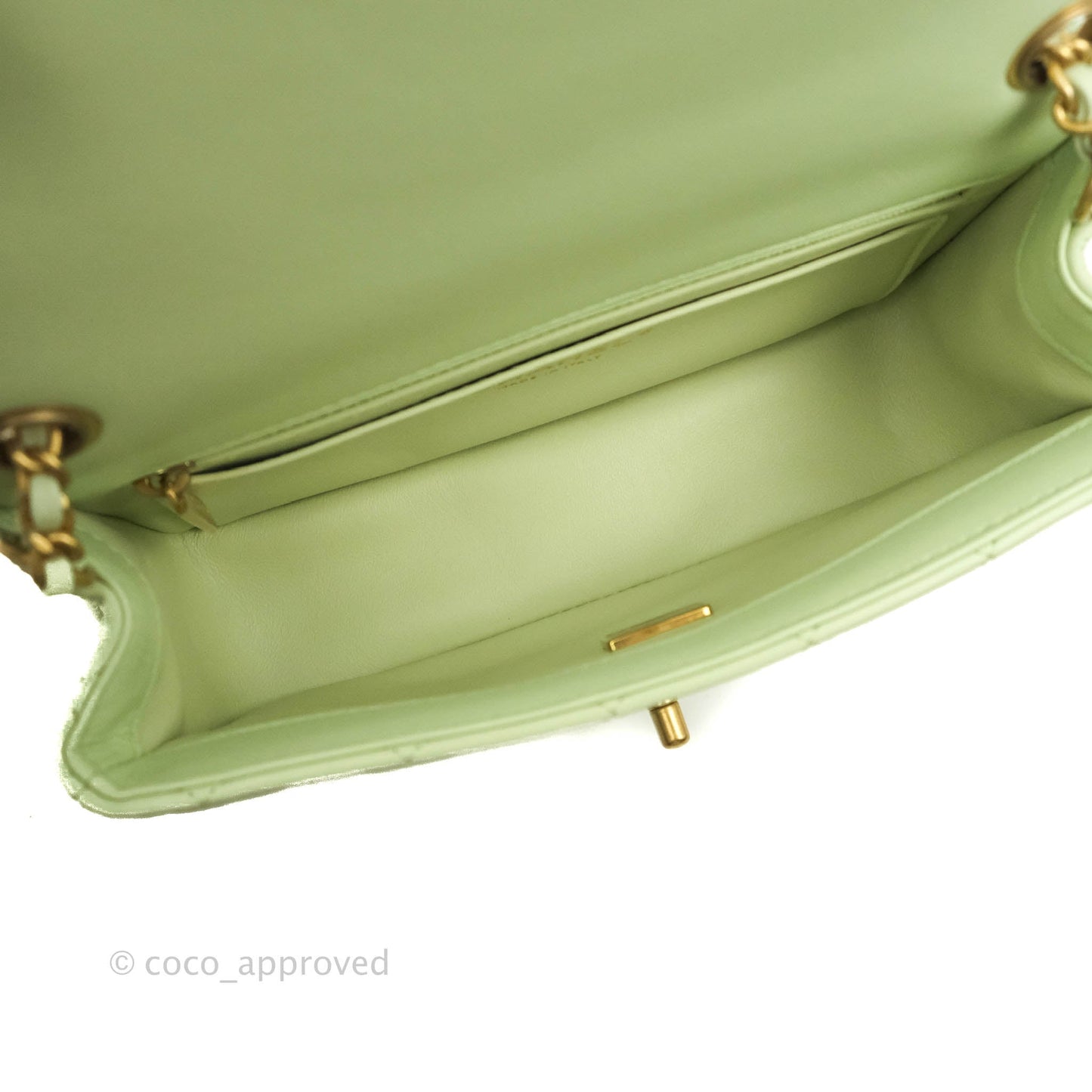 Chanel Mini Rectangular Pearl Crush Avocado Green Lambskin Aged Gold Hardware 22C