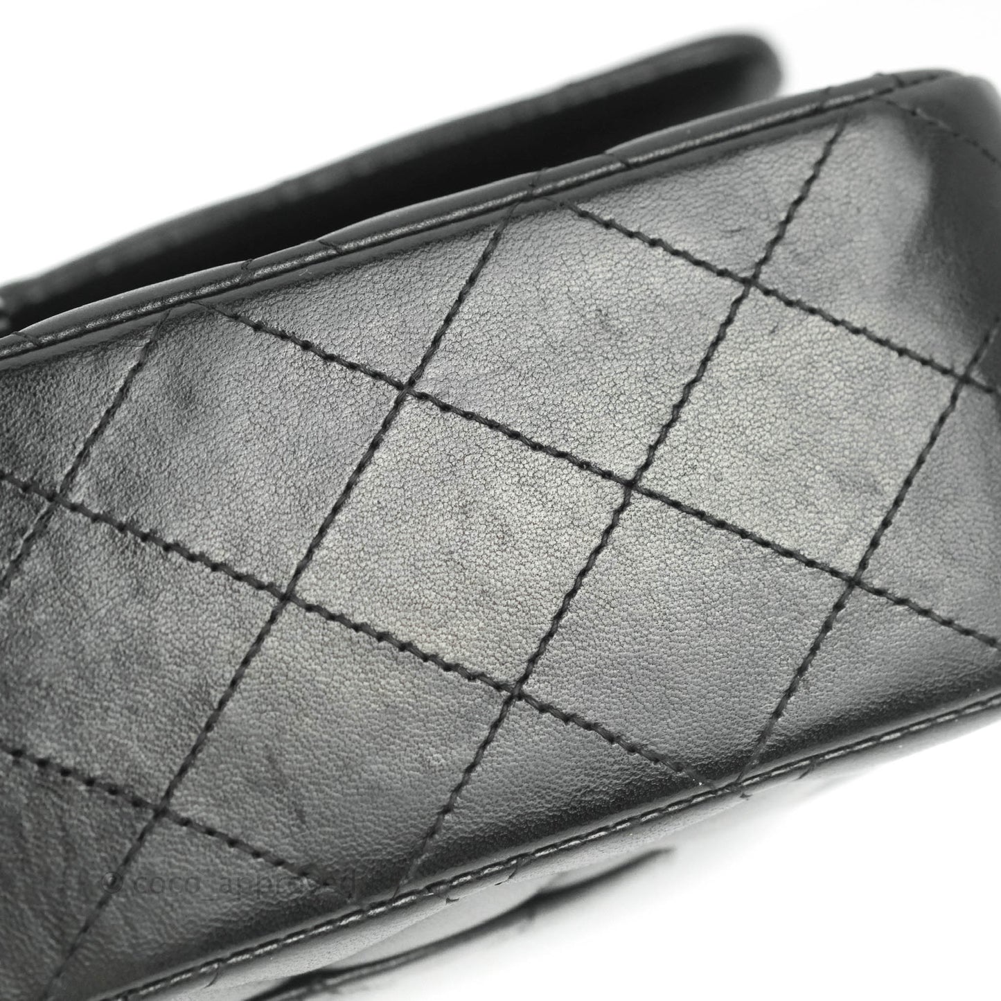 Chanel Classic M/L Medium Double Flap Black Lambskin Silver Hardware