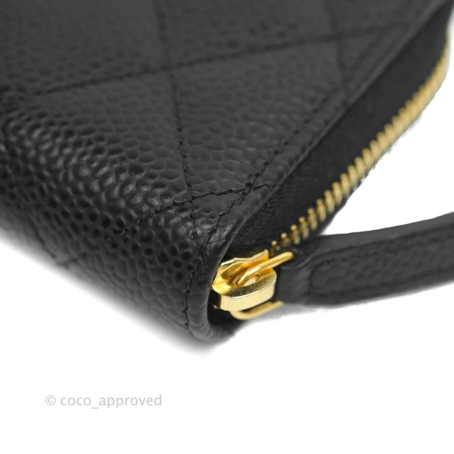 Chanel Classic Zipped Coin Purse Black Caviar Gold Hardware