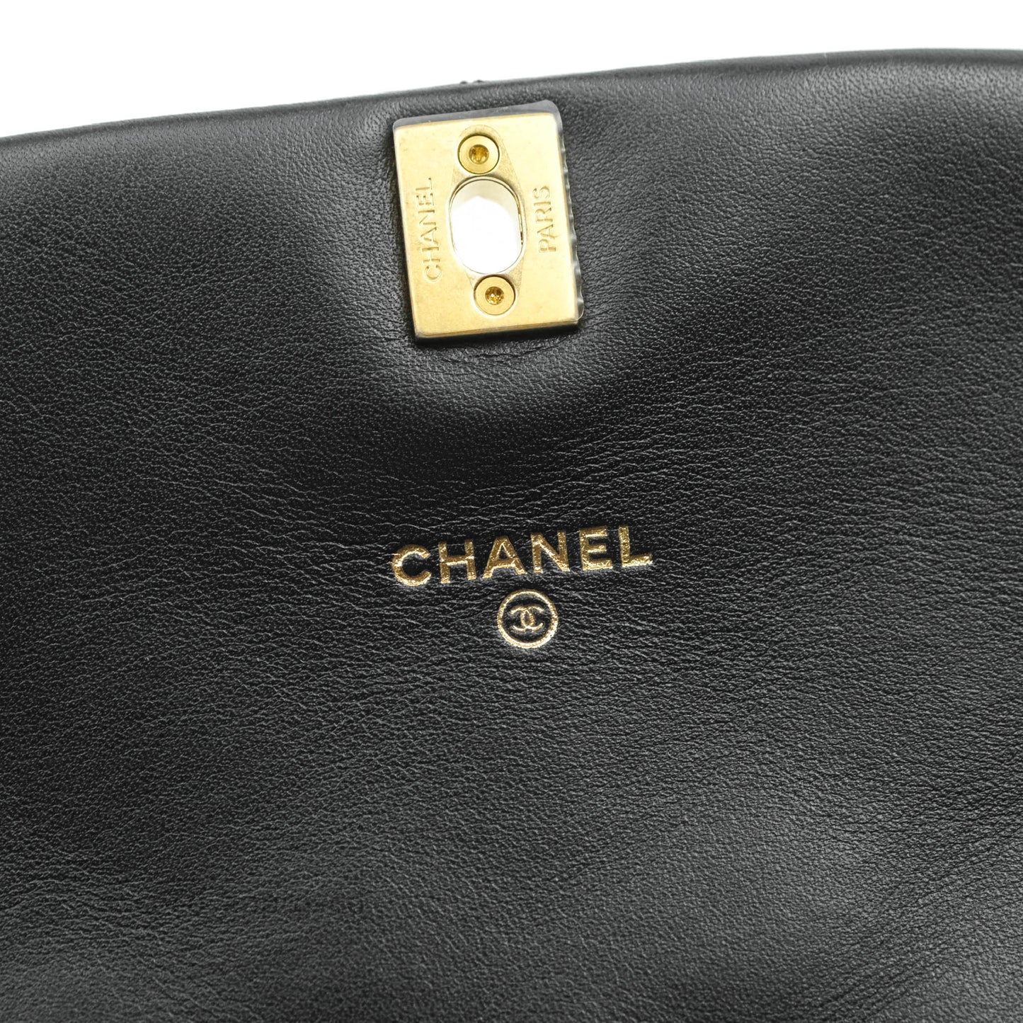 Chanel Clutch with Chain Black Calfskin Aged Gold Hardware