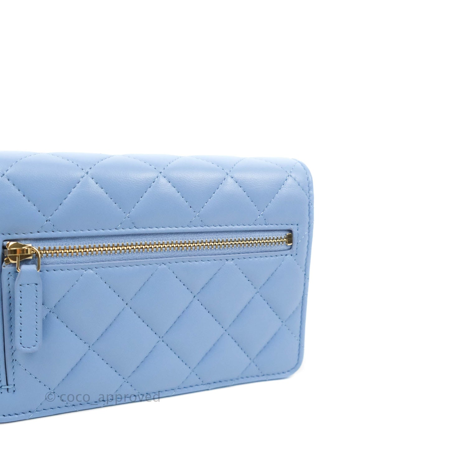 Chanel Quilted Mini Wallet on Chain WOC Blue Lambskin Silver Hardware 21C