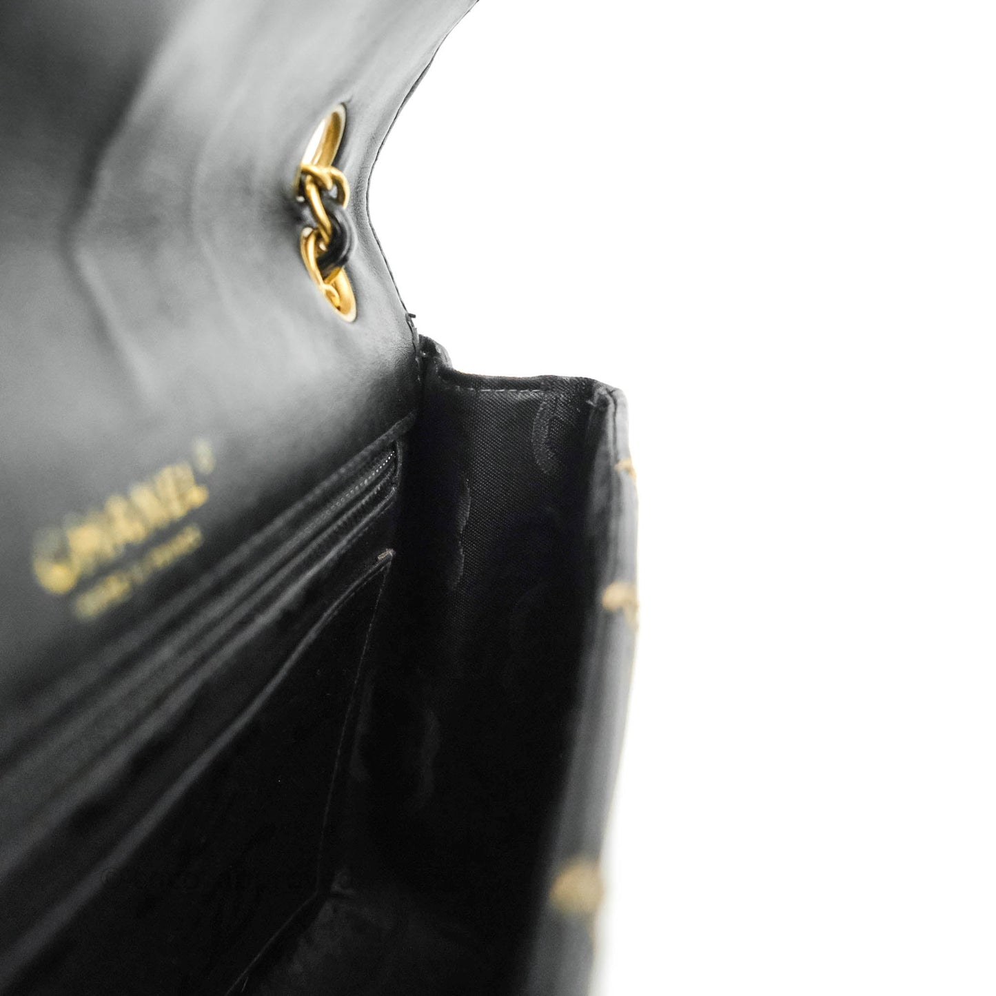 Chanel Vintage Medium Single Flap Contrast Stitching Black Calfskin Aged Gold Hardware