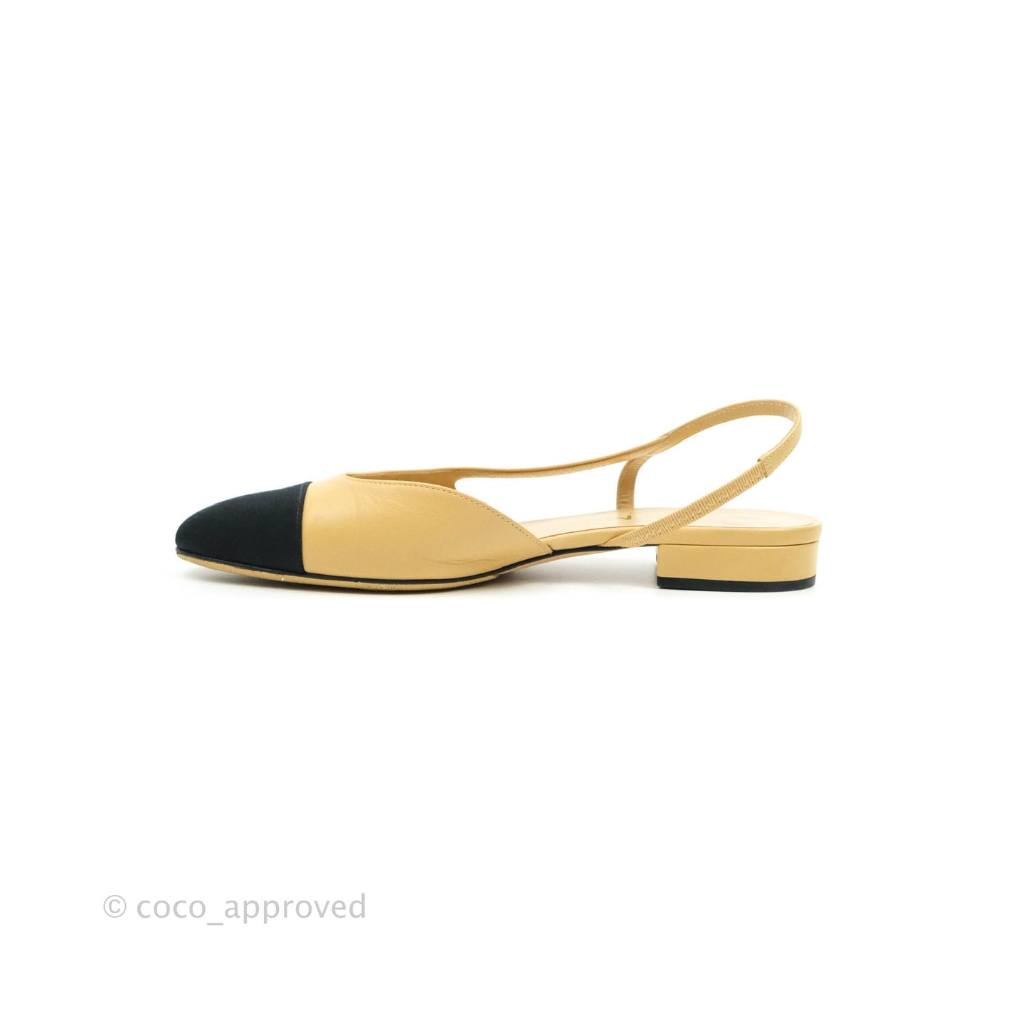 Chanel Classic Slingback Black and Beige Calfskin Size 36.5