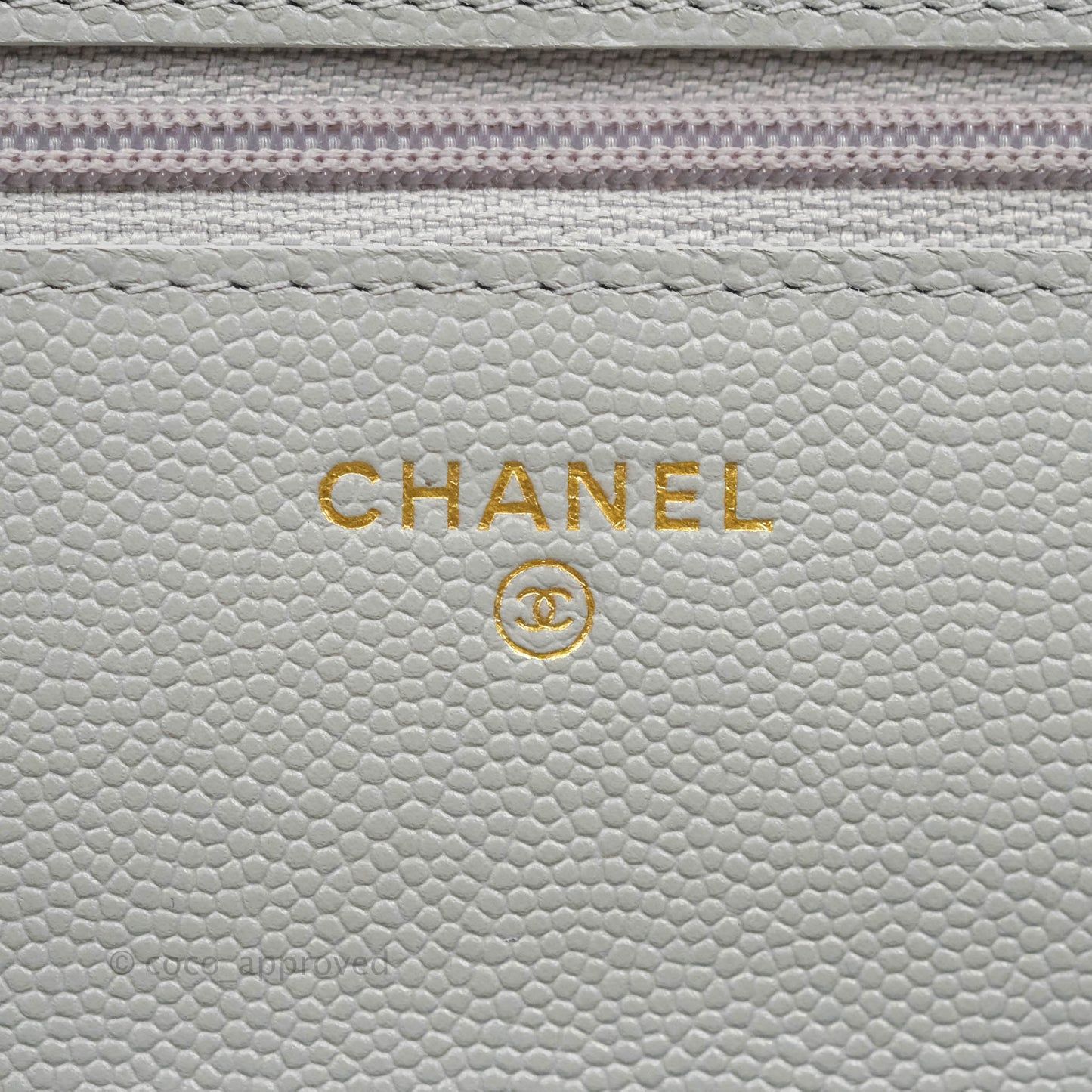 Chanel Quilted Wallet On Chain WOC Grey Caviar Gold Hardware 21A