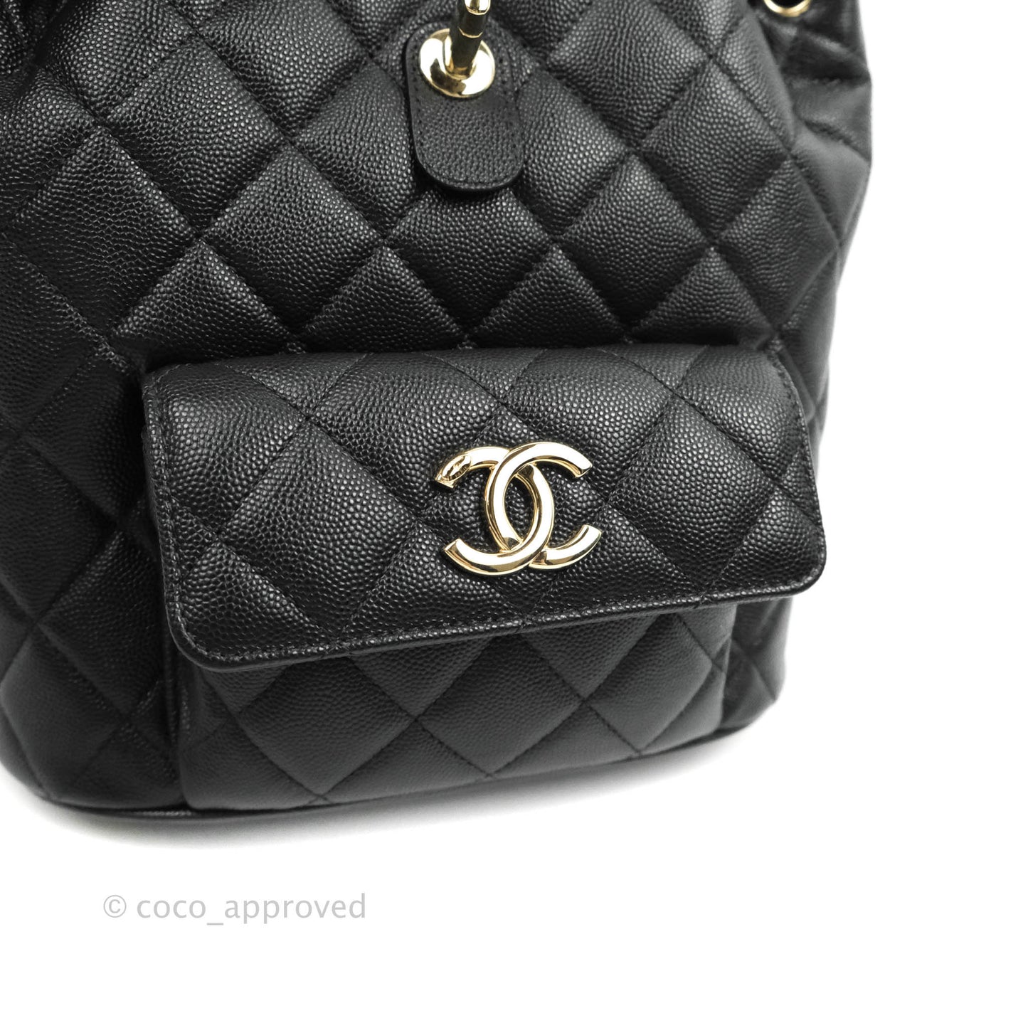 Chanel Quilted Black Caviar Duma Backpack Bag Gold Hardware 20C