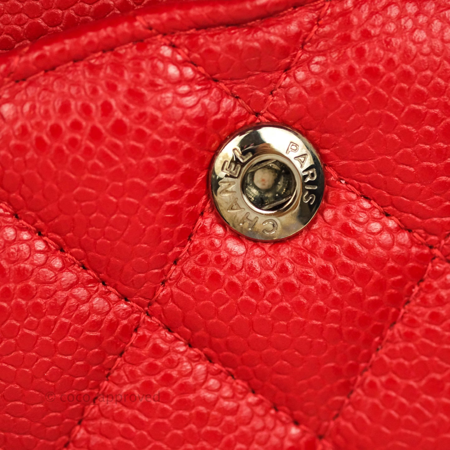 Chanel Classic M/L Medium Double Flap Red Caviar Silver Hardware