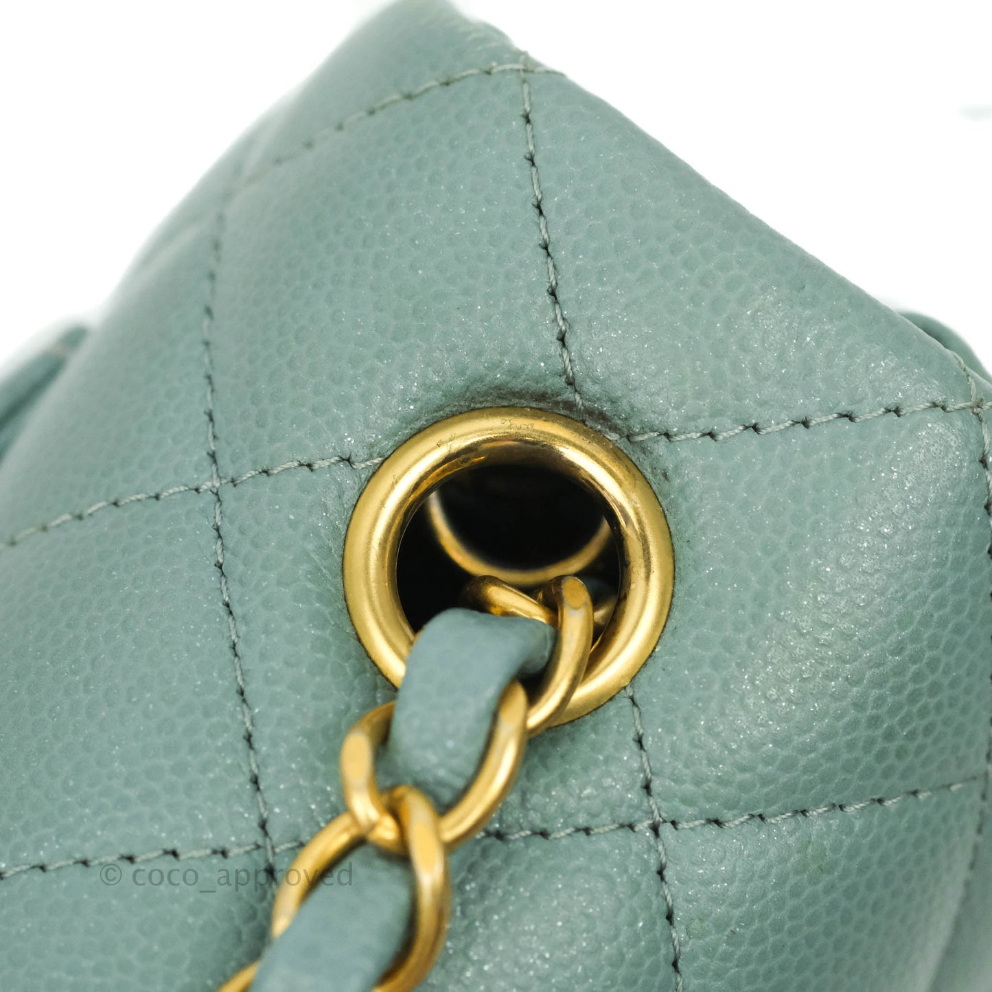 Chanel Quilted Mini Rectangular Flap Iridescent Blue Green Aged Gold Hardware