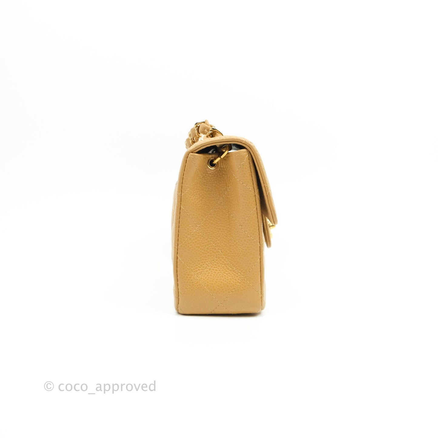 Chanel Vintage Quilted Mini Square Dark Beige Caviar 24K Gold Hardware