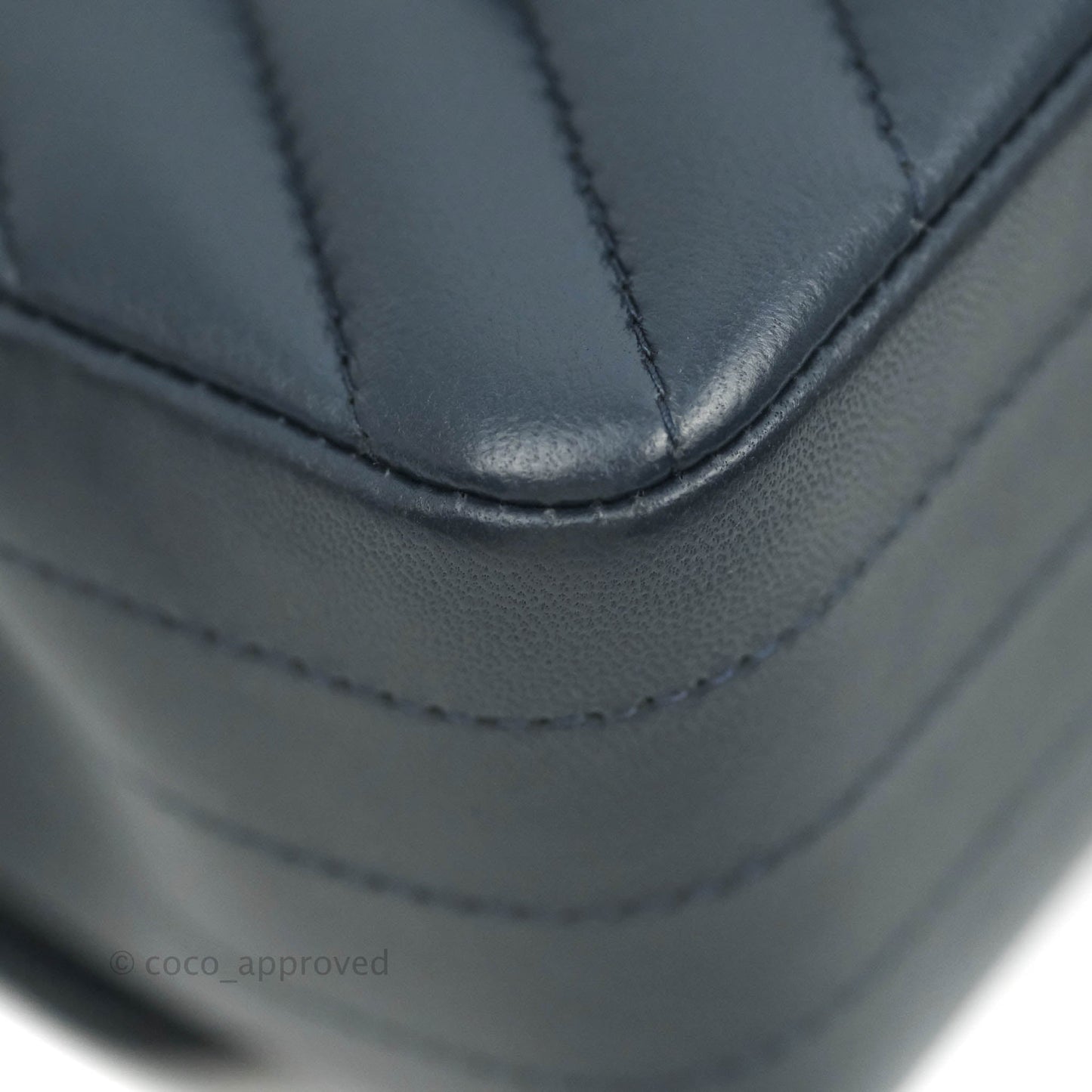 Chanel Chevron Mini Rectangular Flap Navy Lambskin Gold Hardware