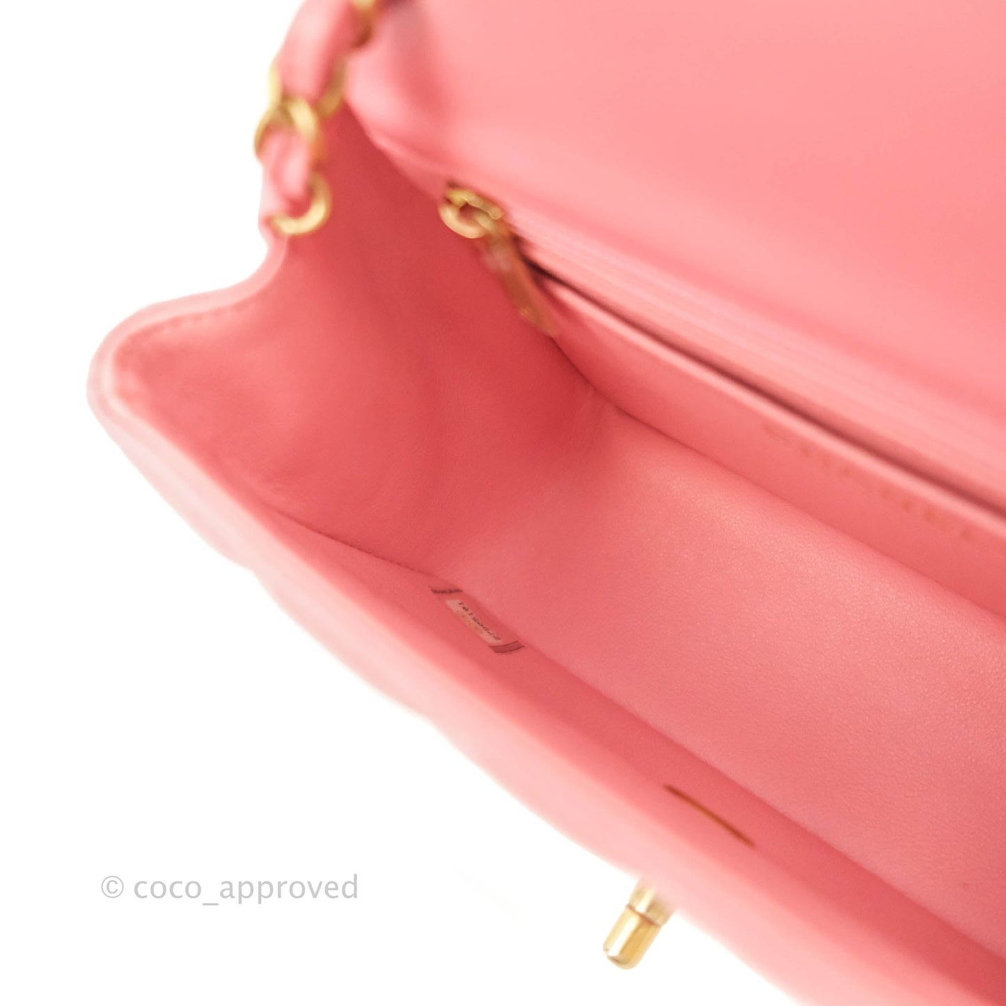 Chanel Quilted Mini Square Pink Lambskin Aged Gold Hardware 19S