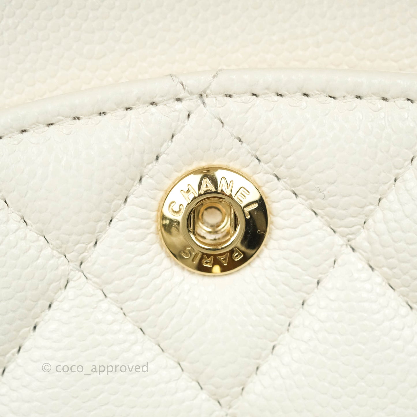 Chanel Classic Quilted Small S/M Flap White Caviar Gold Hardware