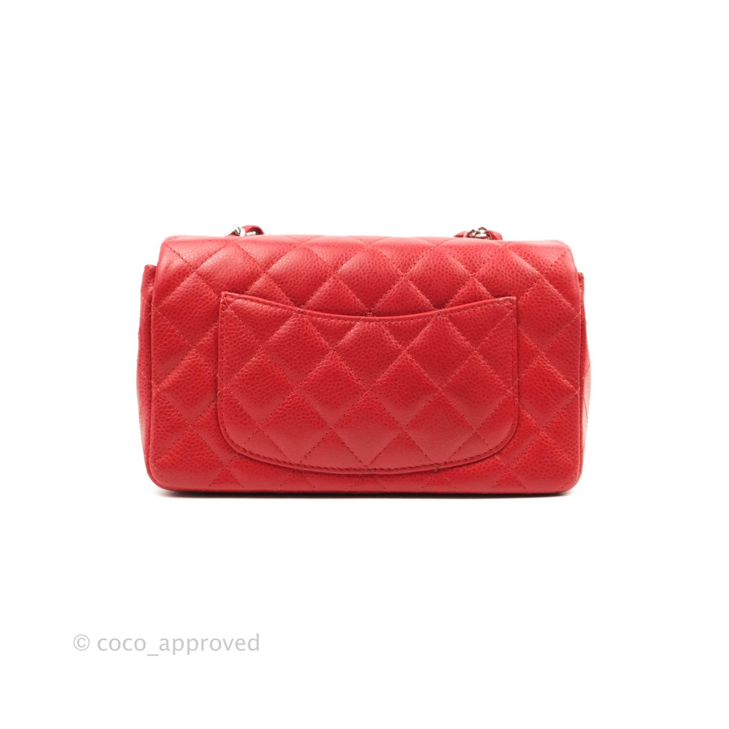 Chanel Quilted Mini Rectangular Flap Red Caviar Silver Hardware
