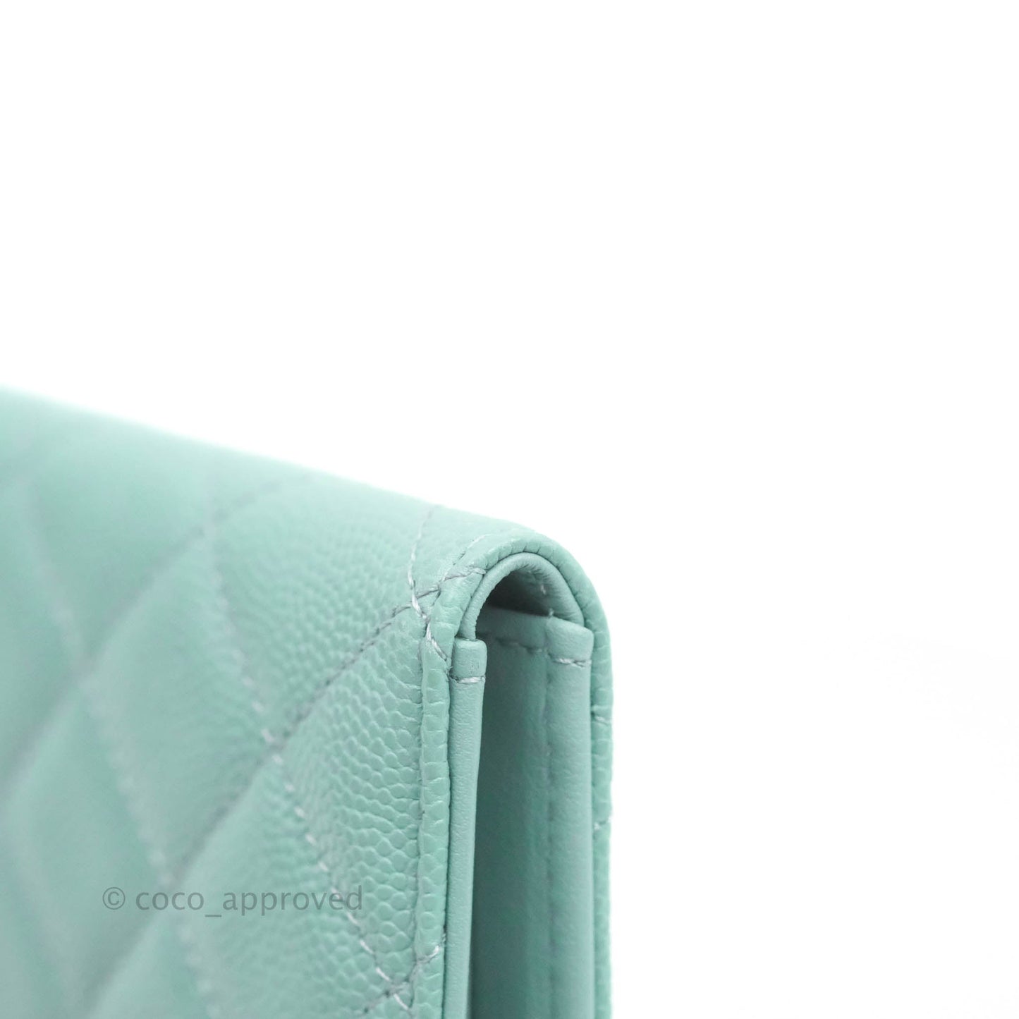 Chanel Classic Quilted Card Holder Tiffany Blue Caviar Gold Hardware