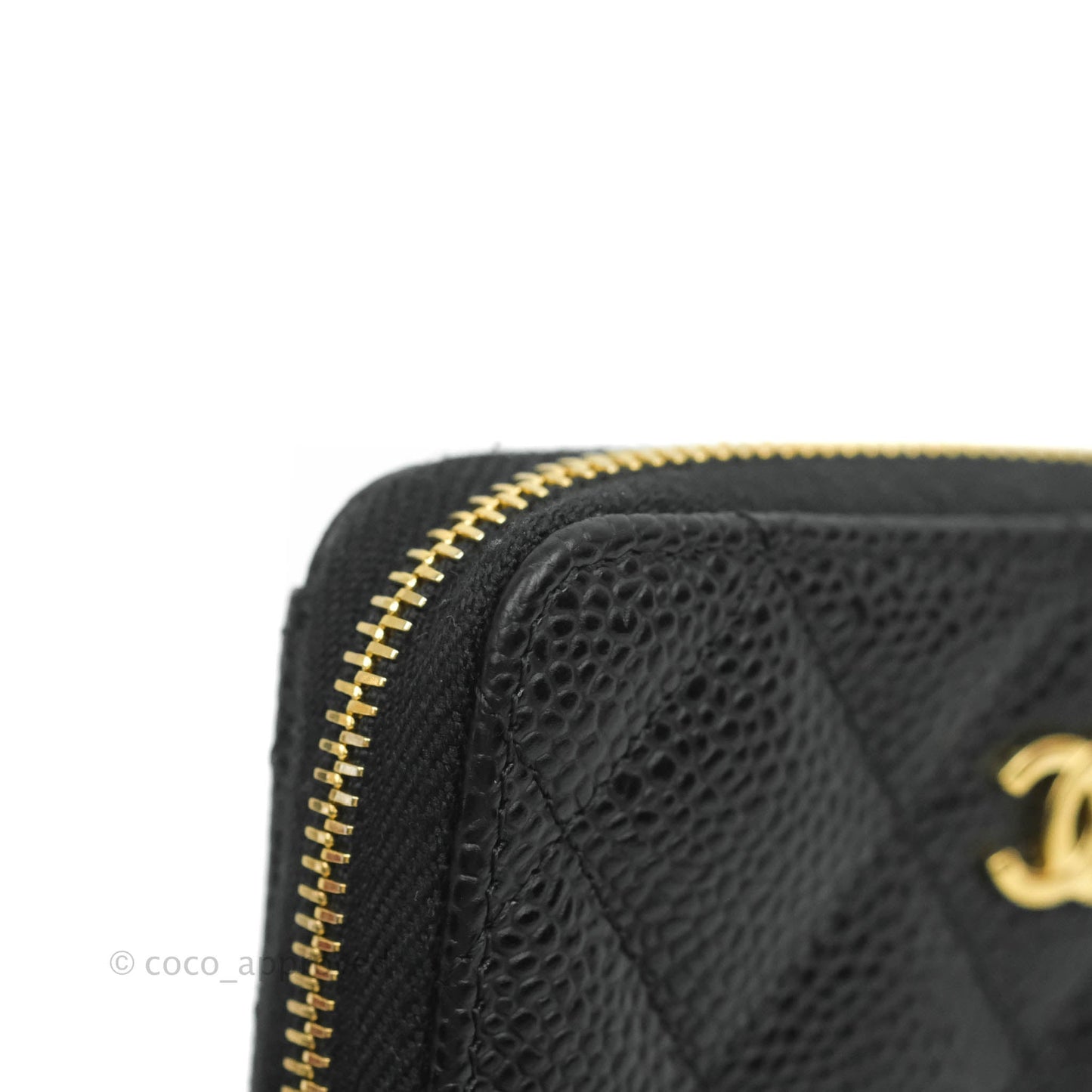 Chanel Classic Zipped Coin Purse Black Caviar Gold Hardware