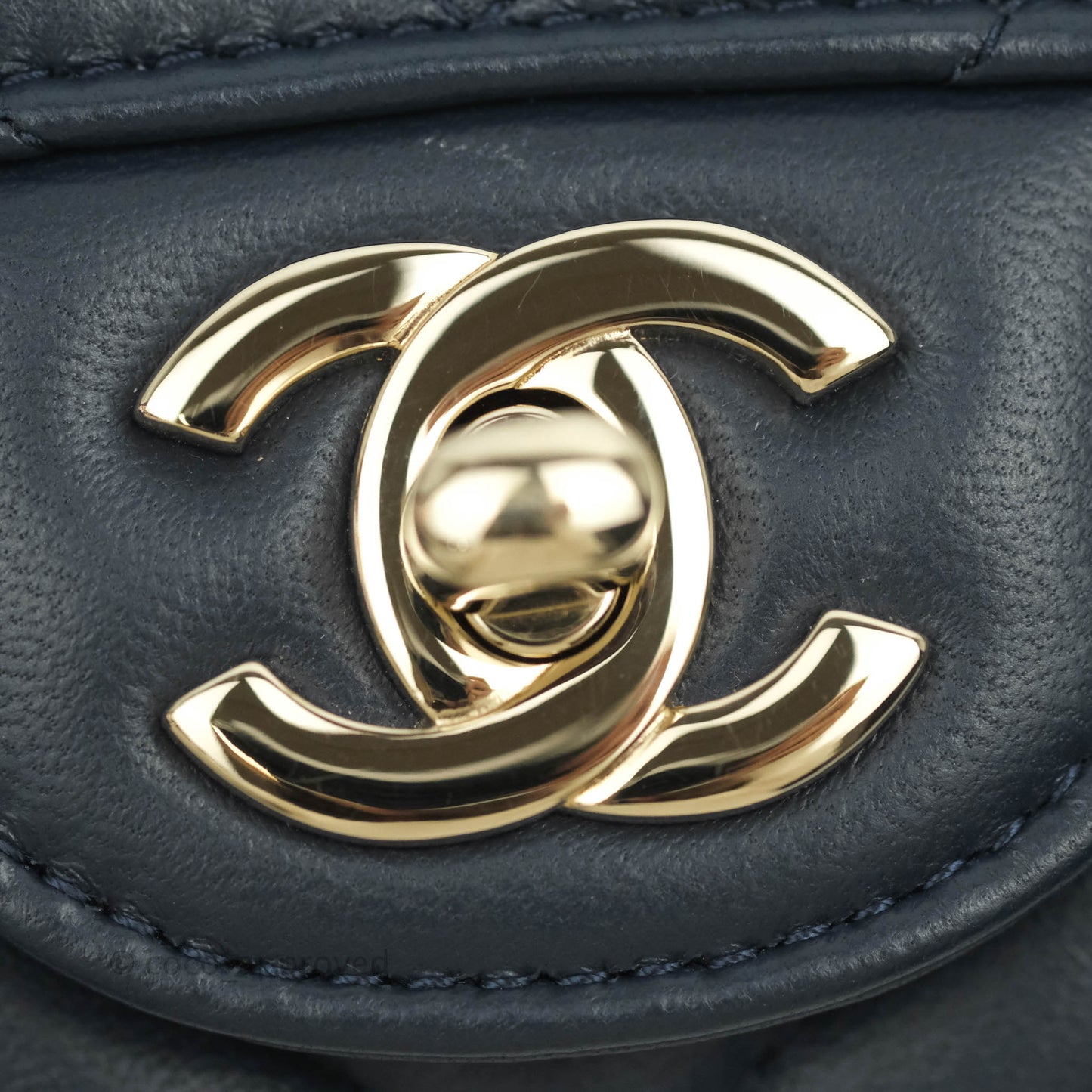 Chanel Chevron Mini Rectangular Flap Navy Lambskin Gold Hardware