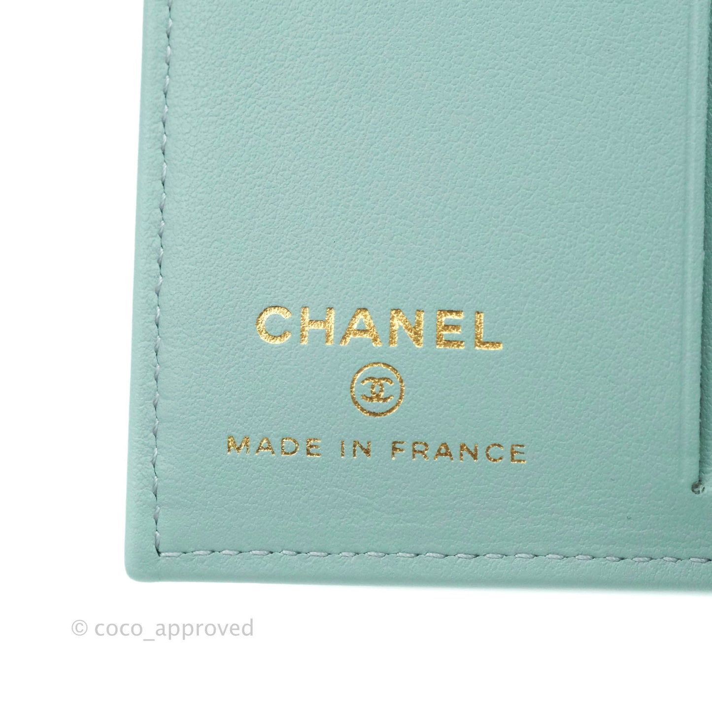 Chanel Classic Quilted Card Holder Tiffany Blue Caviar Gold Hardware