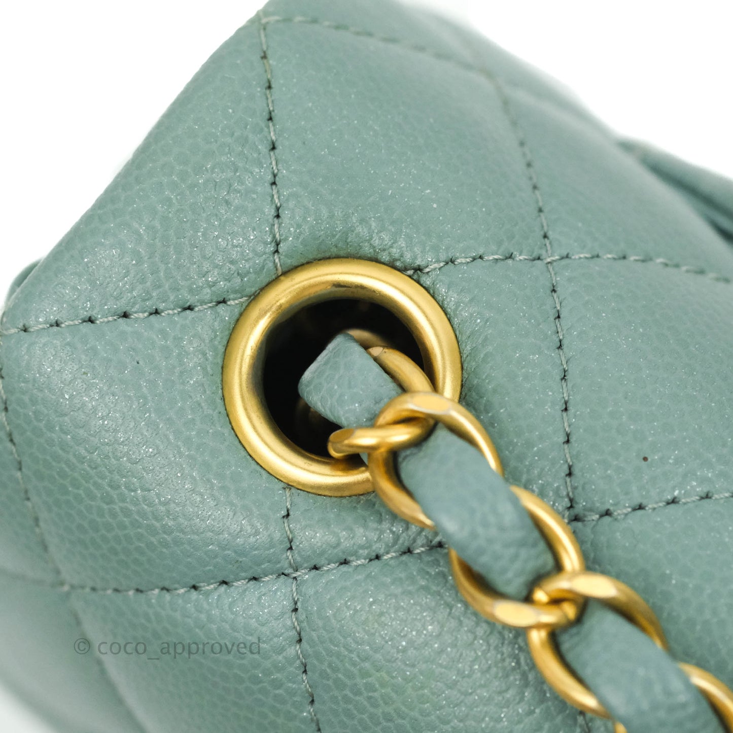Chanel Quilted Mini Rectangular Flap Iridescent Blue Green Aged Gold Hardware