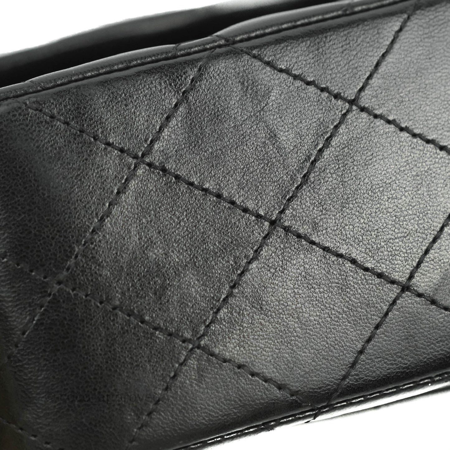 Chanel Classic M/L Medium Double Flap Black Lambskin Silver Hardware