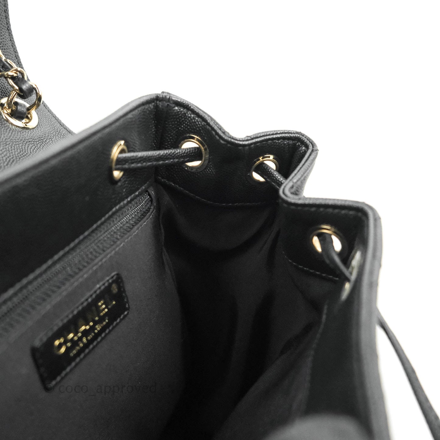 Chanel Quilted Black Caviar Duma Backpack Bag Gold Hardware 20C