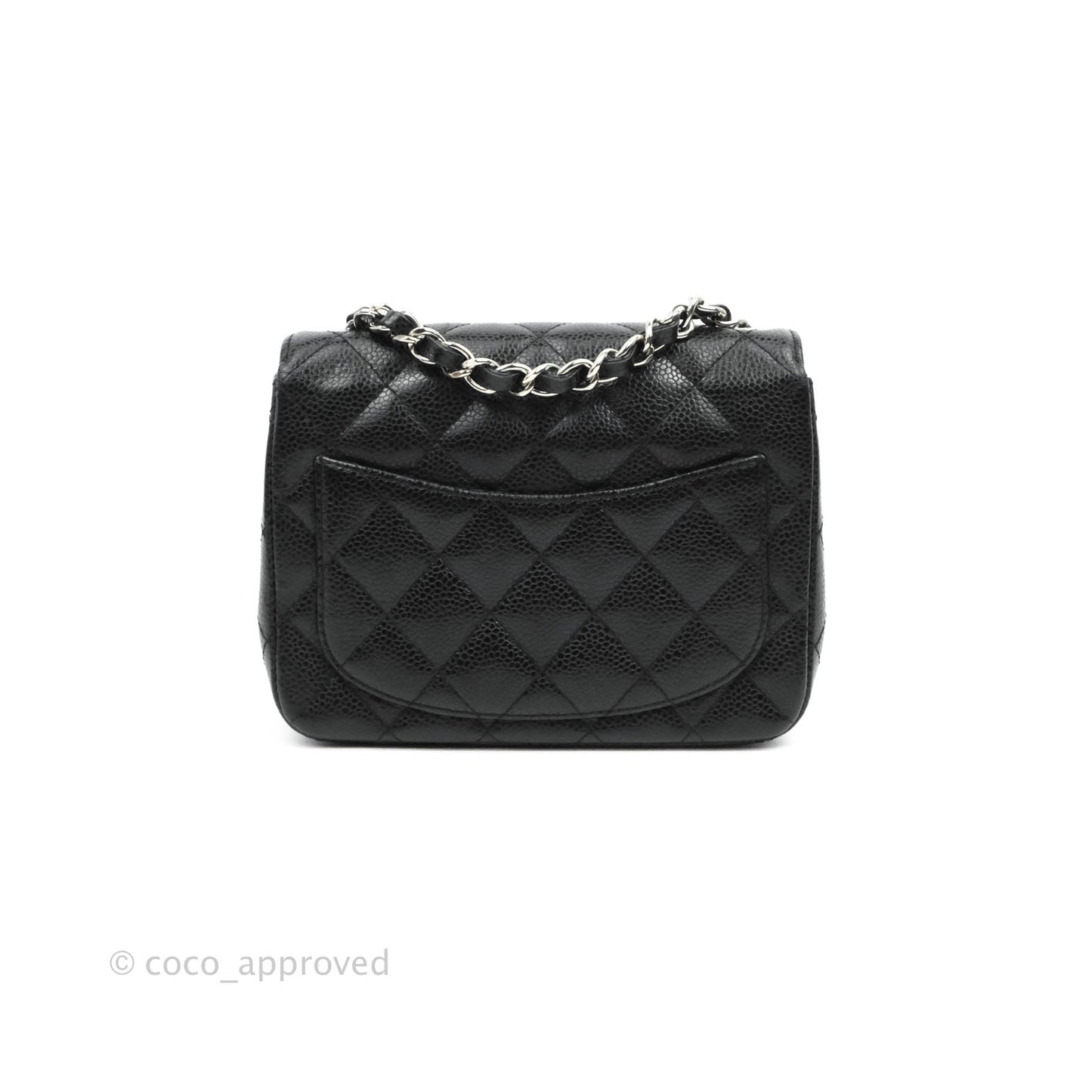 Chanel Mini Square Quilted Black Caviar Silver Hardware