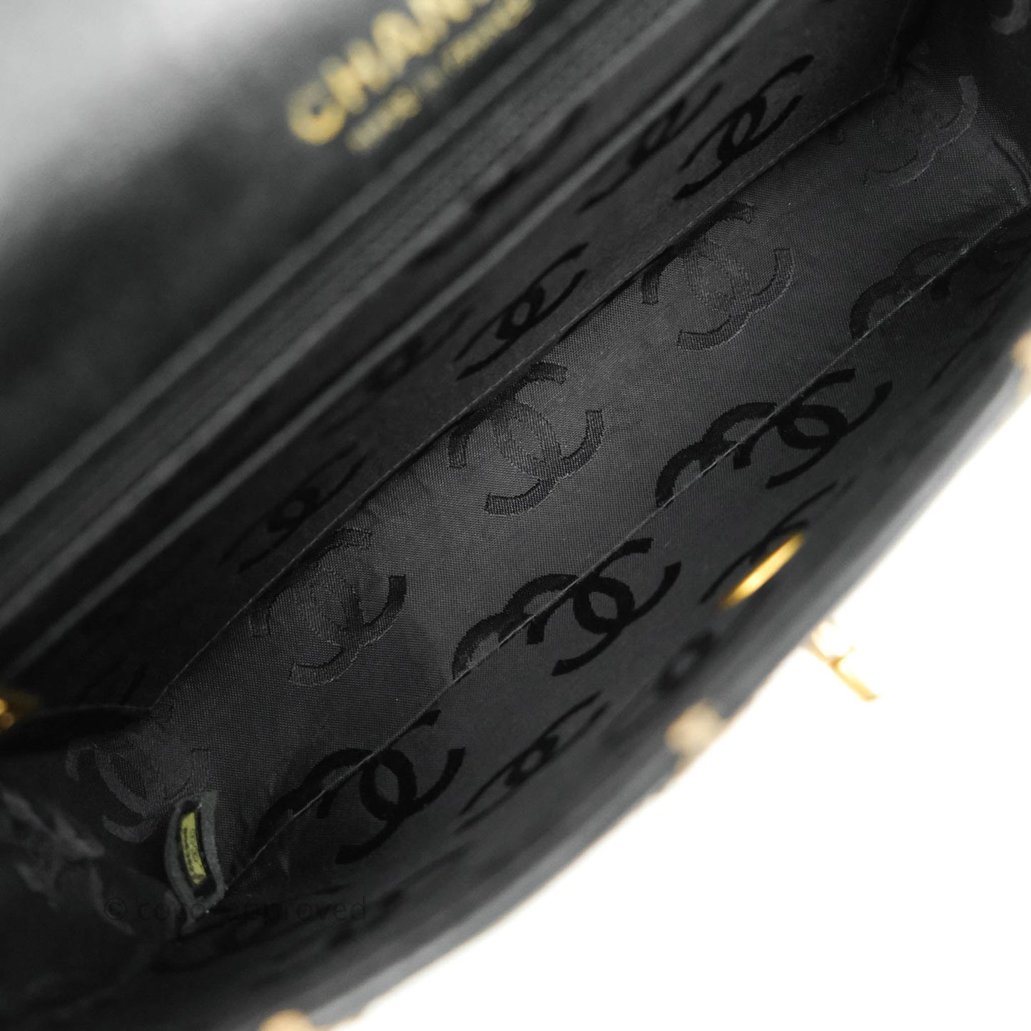 Chanel Vintage Medium Single Flap Contrast Stitching Black Calfskin Aged Gold Hardware