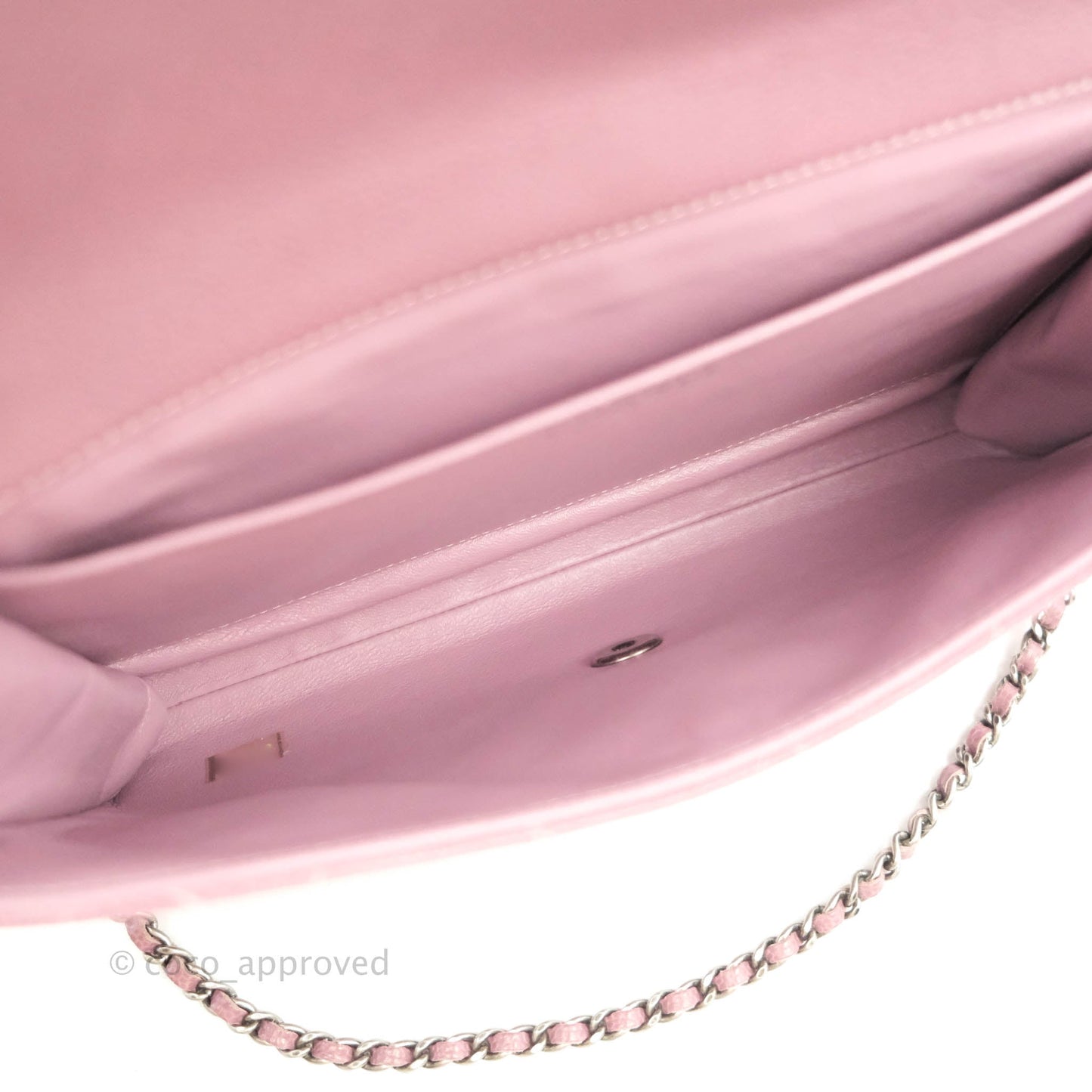 Chanel Quilted Clutch with Chain Pink Mauve Caviar Ruthenium Hardware