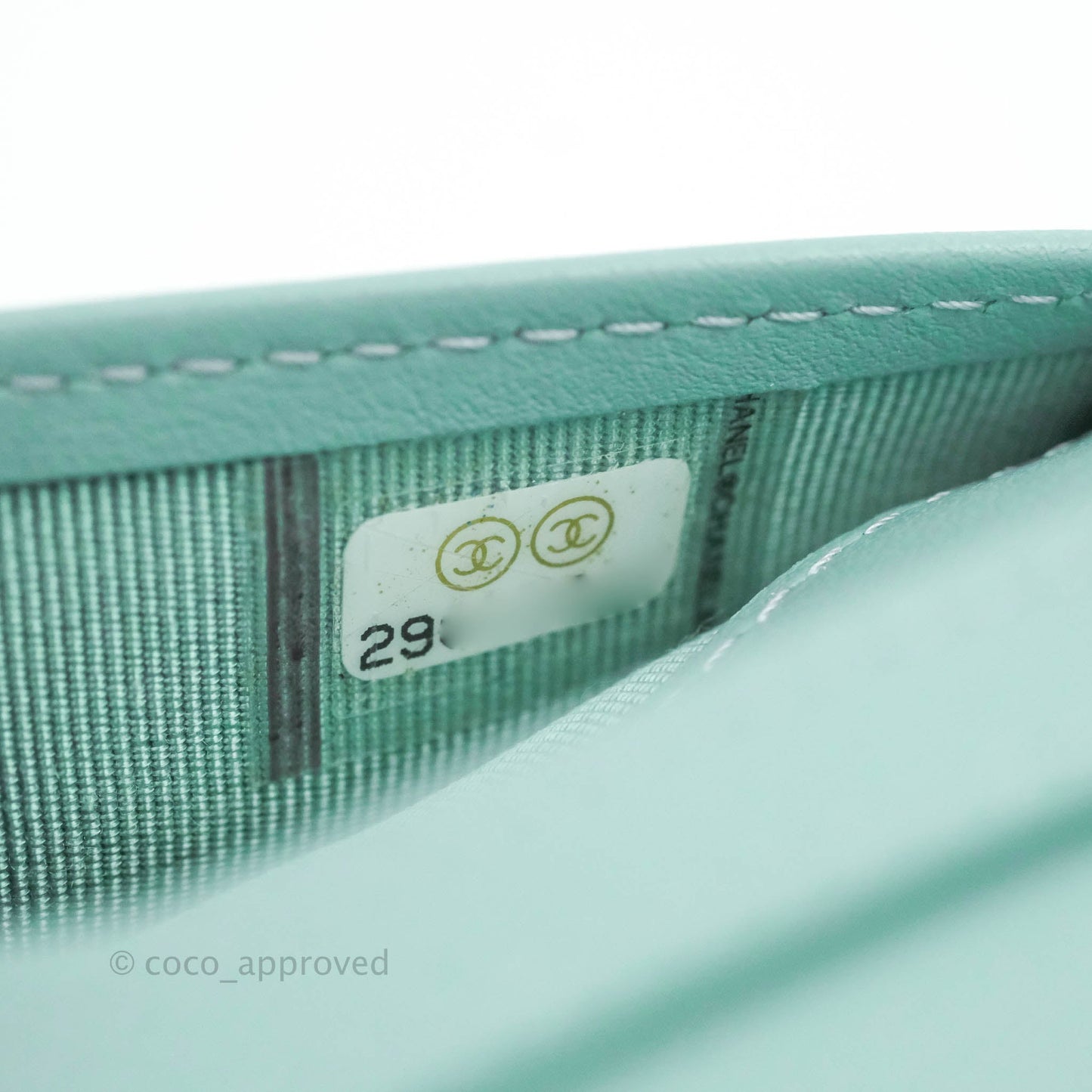 Chanel Classic Quilted Card Holder Tiffany Blue Caviar Gold Hardware