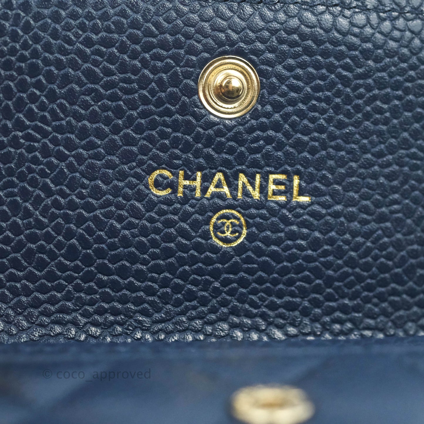 Chanel Quilted Boy Flap Card Holder Navy Caviar Gold Hardware