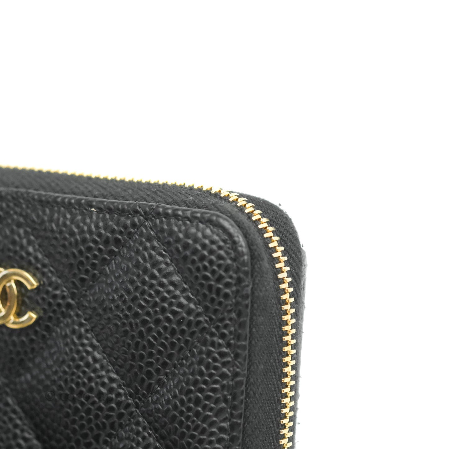 Chanel Classic Zipped Coin Purse Black Caviar Gold Hardware