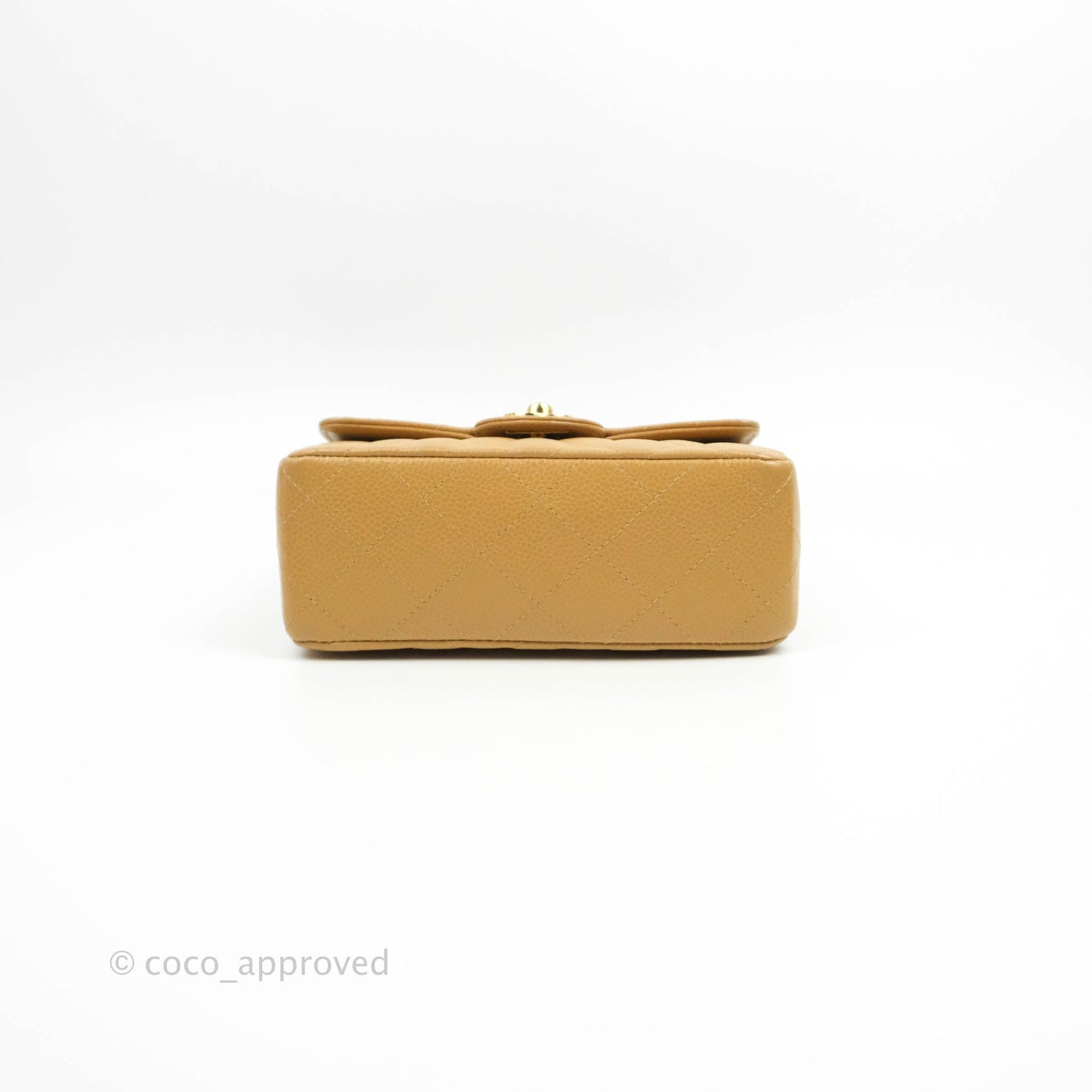 Chanel Vintage Quilted Mini Square Dark Beige Caviar 24K Gold Hardware