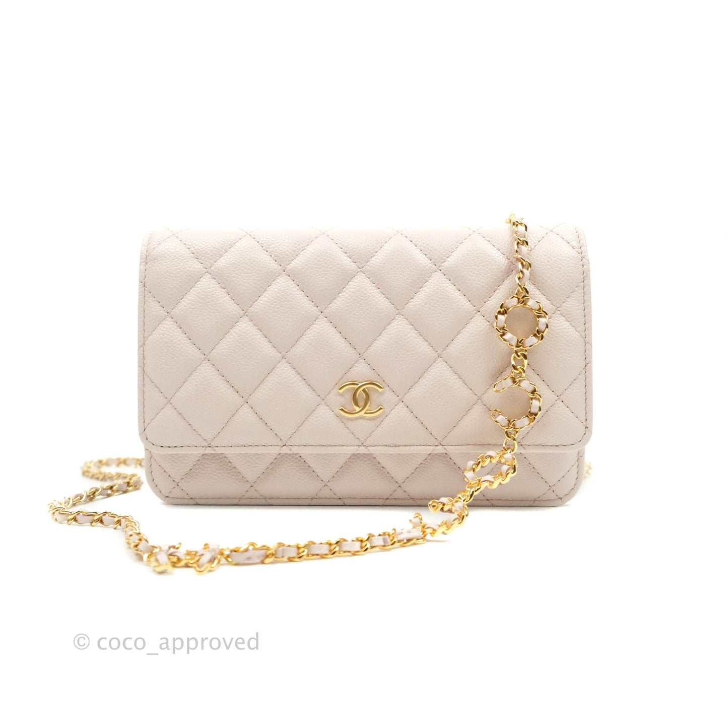 Chanel Quilted WOC Lilac Caviar CC Coco Chain Gold Hardware