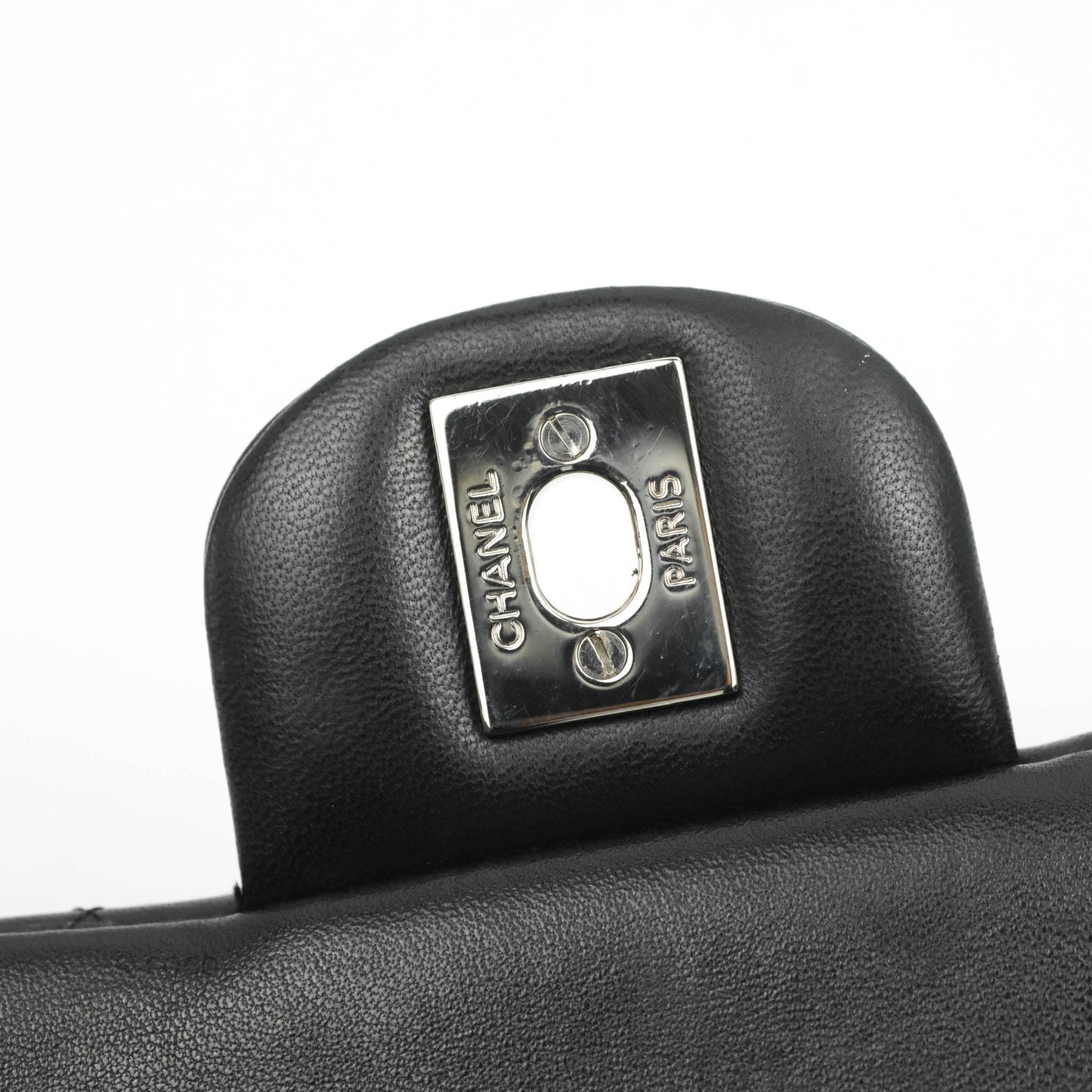Chanel Quilted Clutch with Chain Black Lambskin Silver Hardware