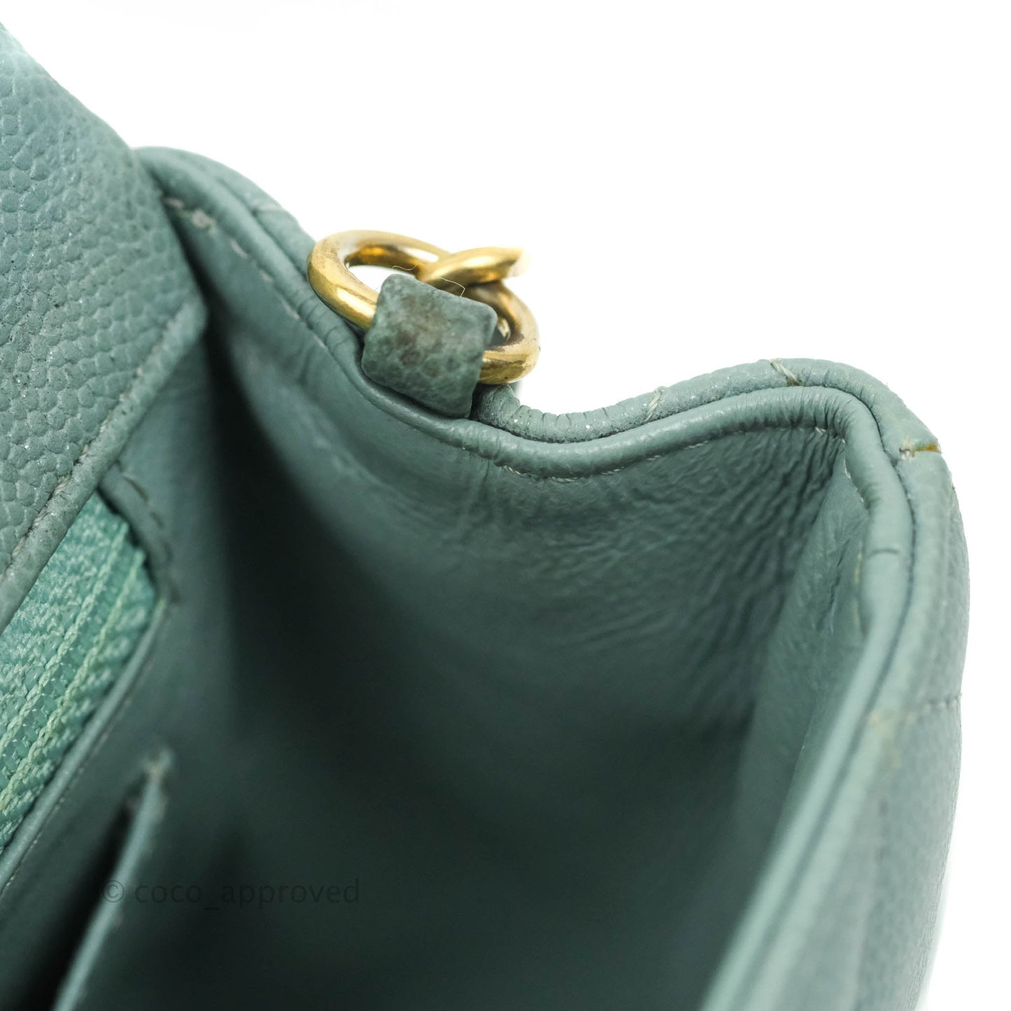 Chanel Quilted Mini Rectangular Flap Iridescent Blue Green Aged Gold Hardware