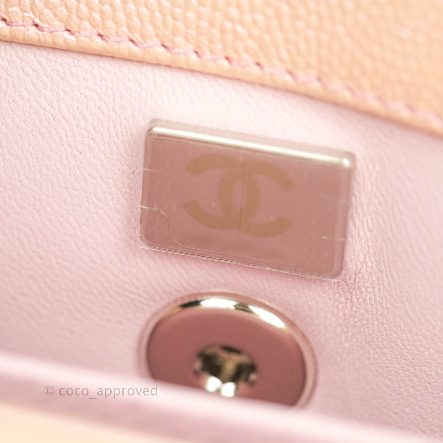 Chanel Small Quilted Coco Handle Iridescent Light Pink Caviar Rainbow Hardware