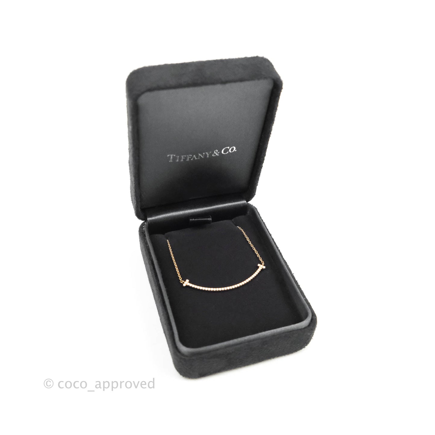 Tiffany & Co. 18K Rose Gold Diamond T Smile Small Pendant