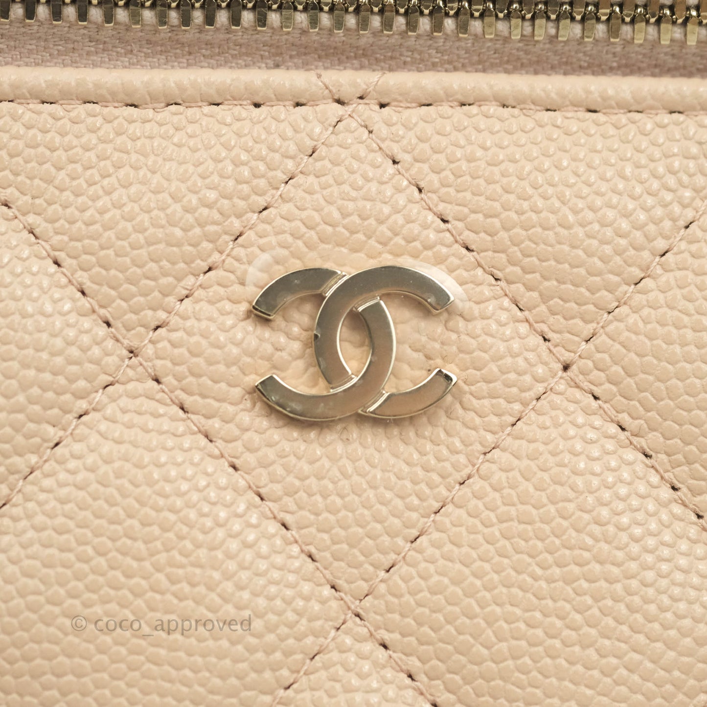 Chanel Classic Vanity Rectangular Light Beige Caviar Gold Hardware 22C