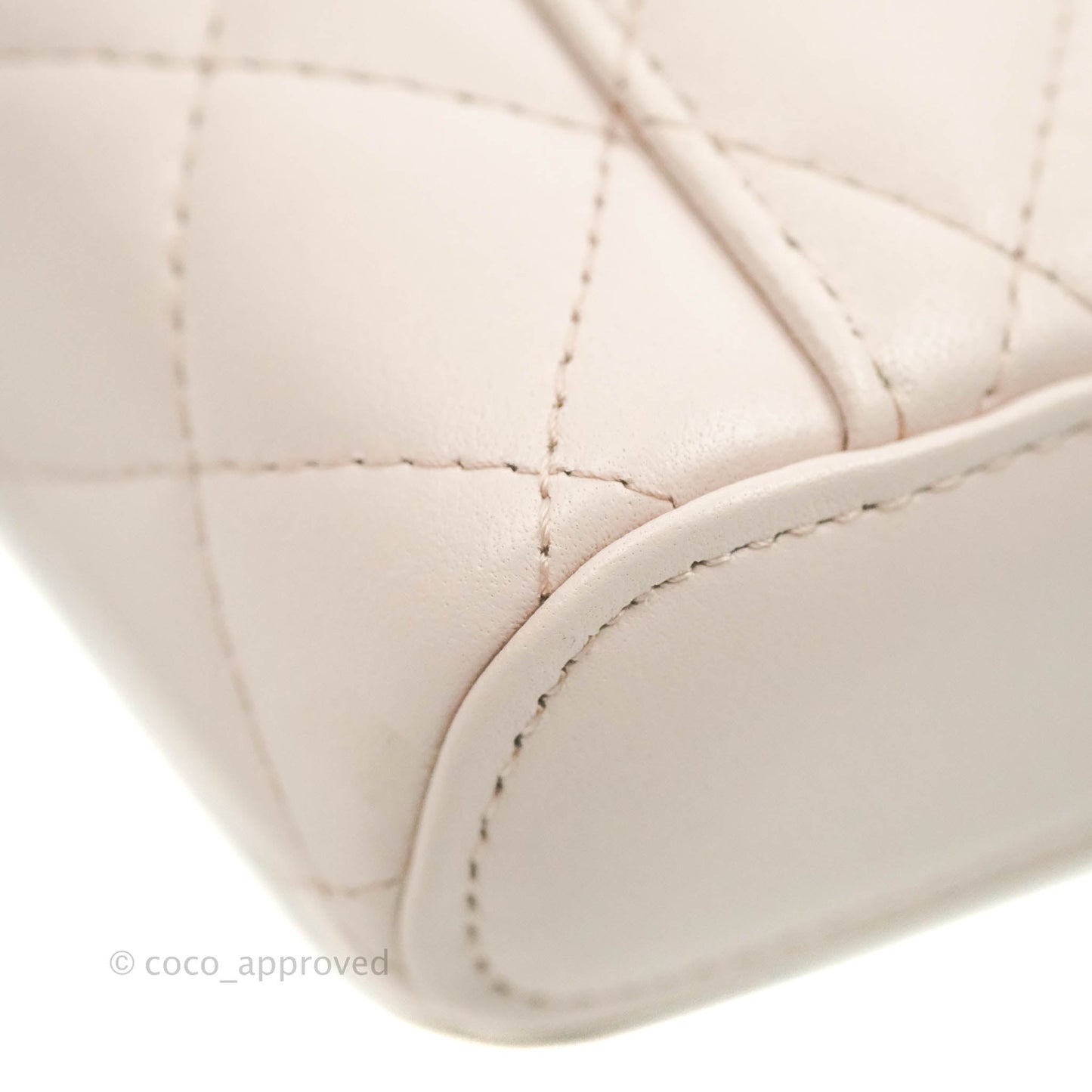 Chanel Quilted Trendy Vanity Phone Holder With Chain Pale Pink Lambskin Gold Hardware